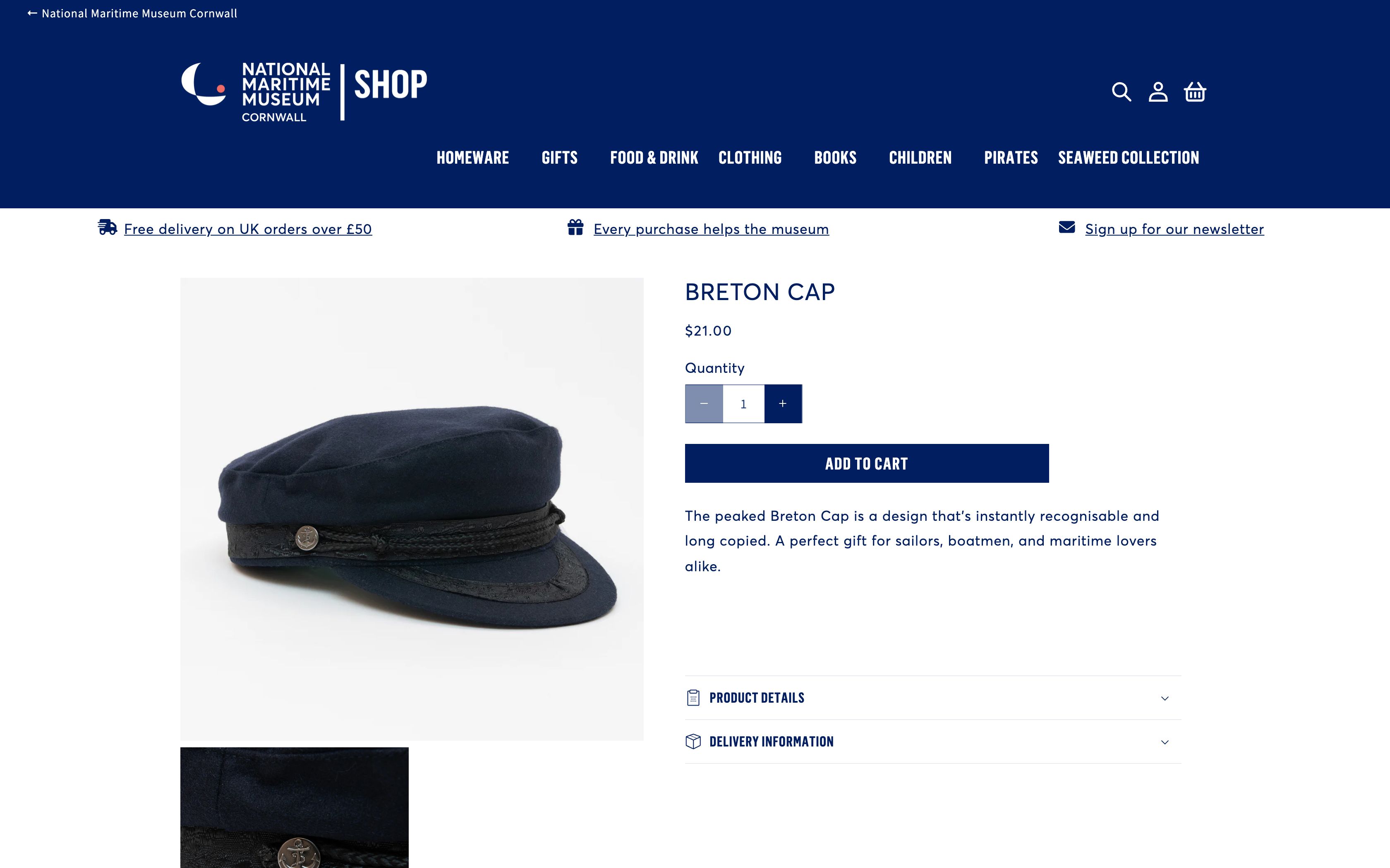 New Shopify store for leading maritime museum screenshot
