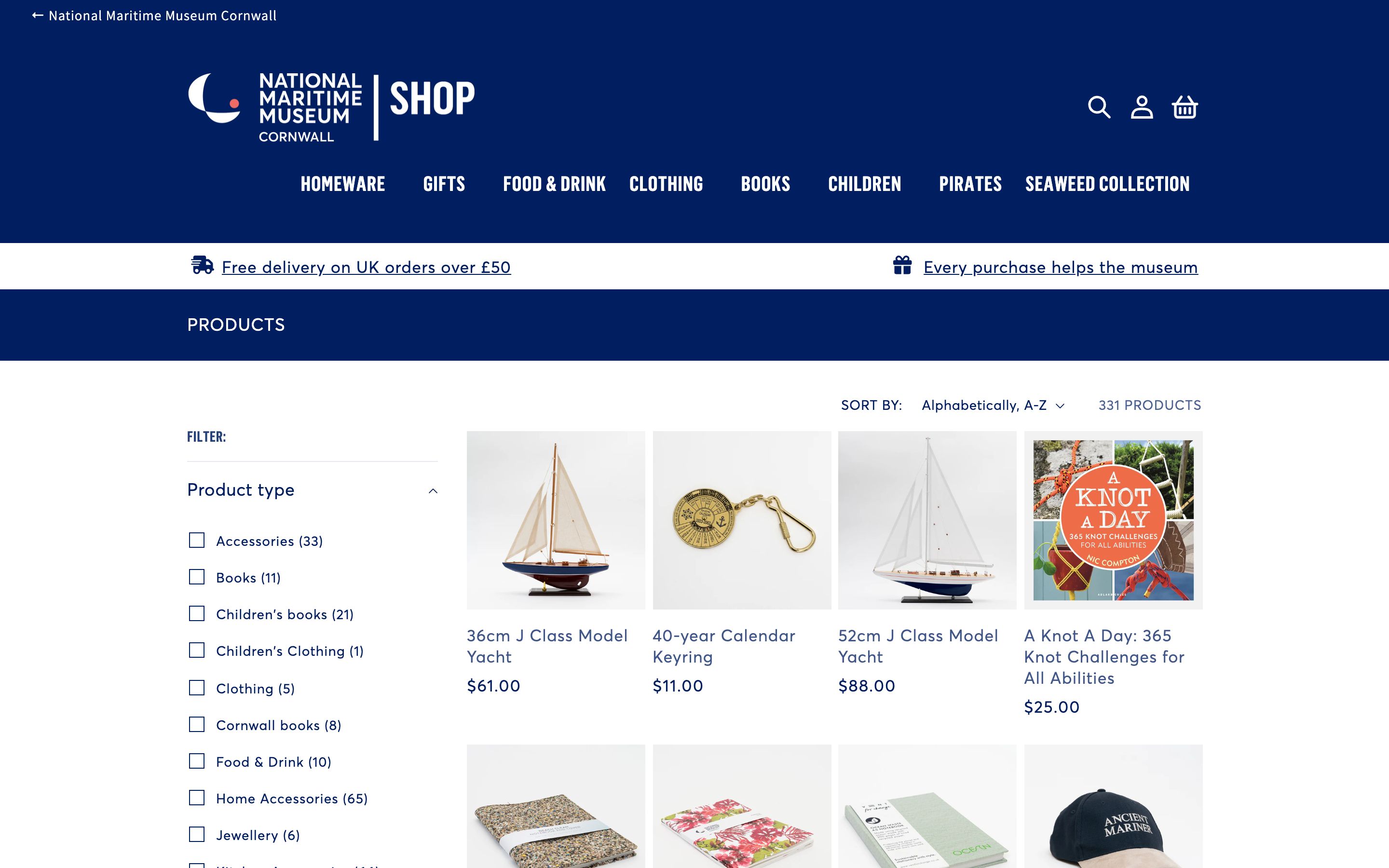 New Shopify store for leading maritime museum screenshot 2