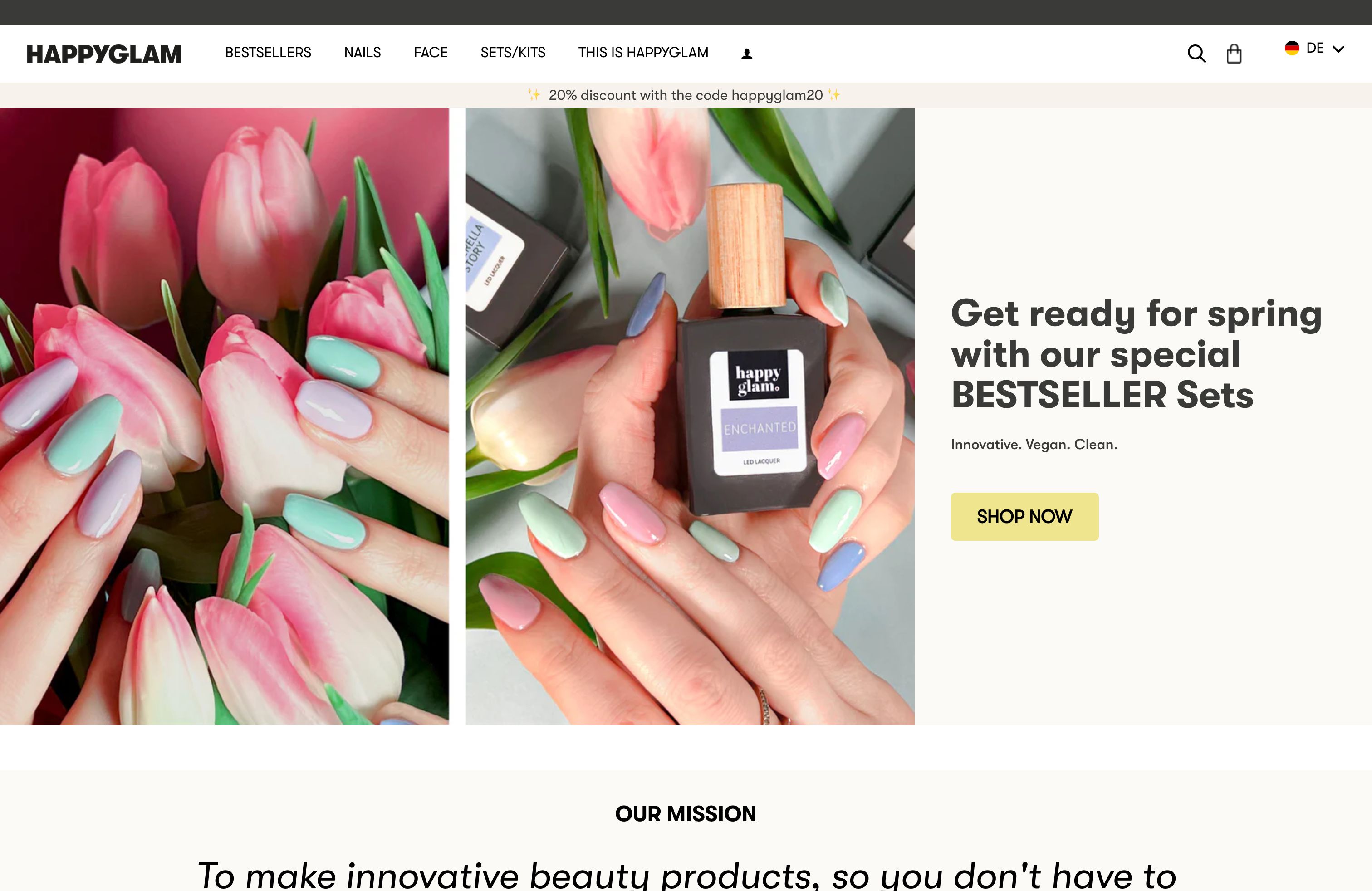 Implementation of Custom Adobe XD Design for Happy Glam's Vegan Products
