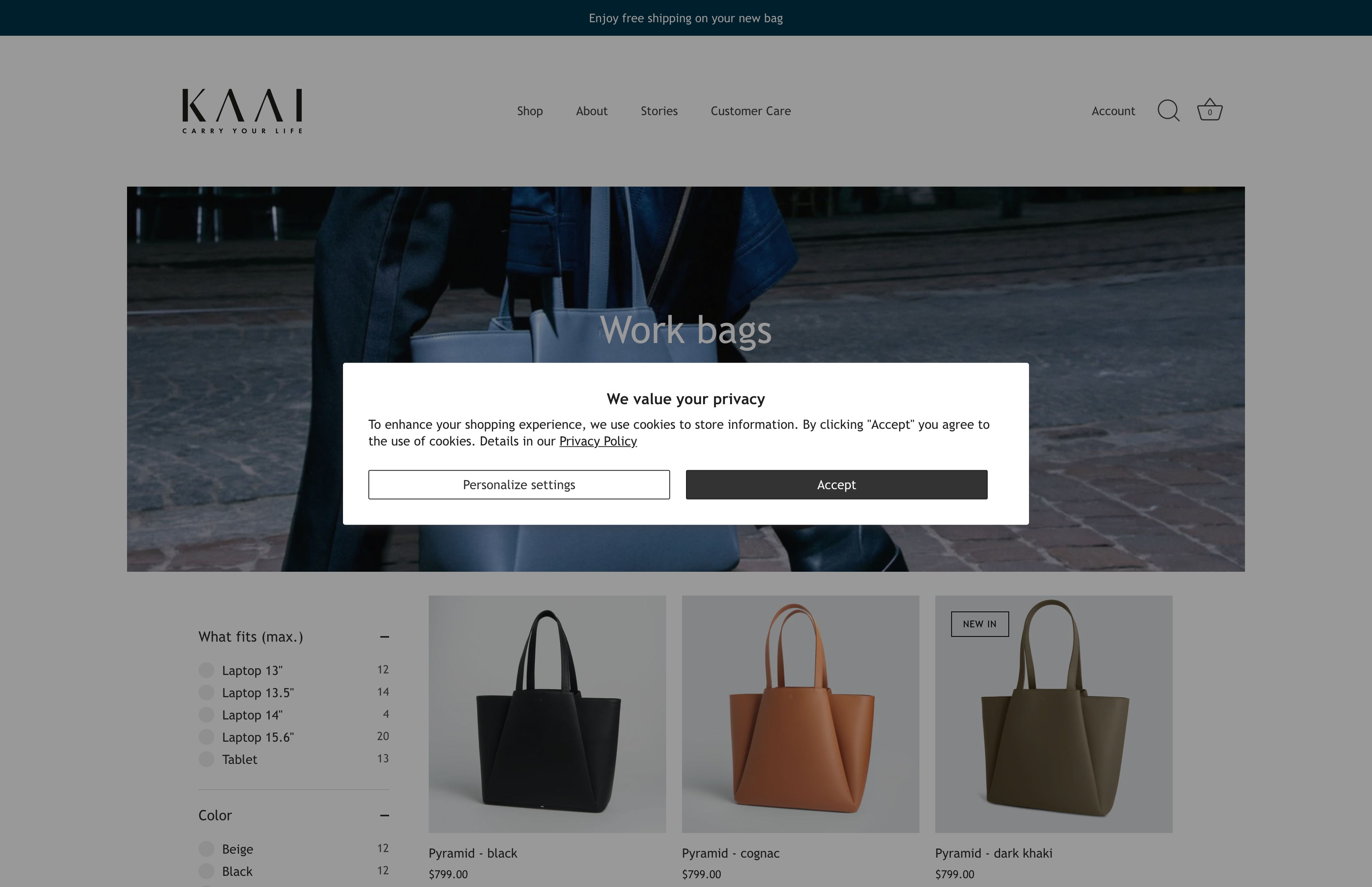 Kaai bags screenshot 2