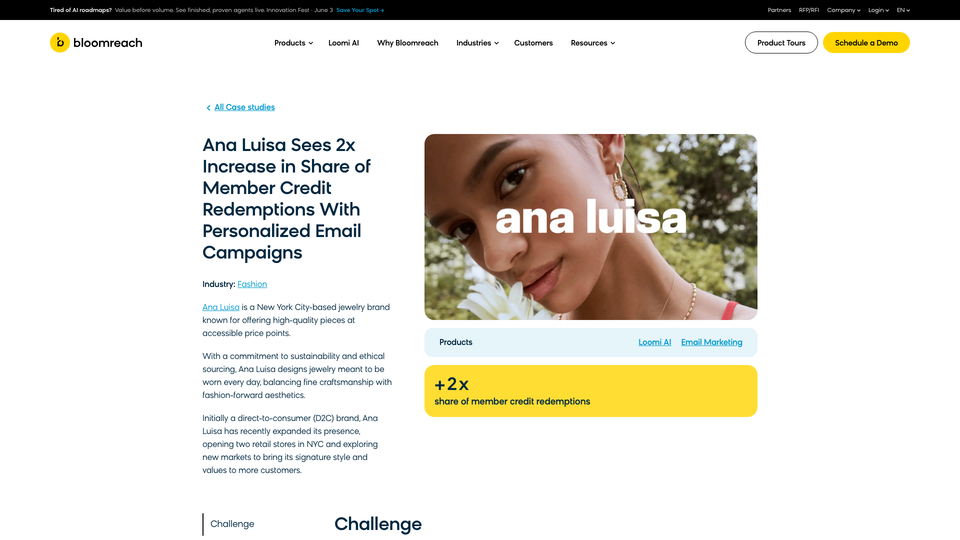 Ana Luisa Achieves 2x Redemptions With Bloomreach Personalization