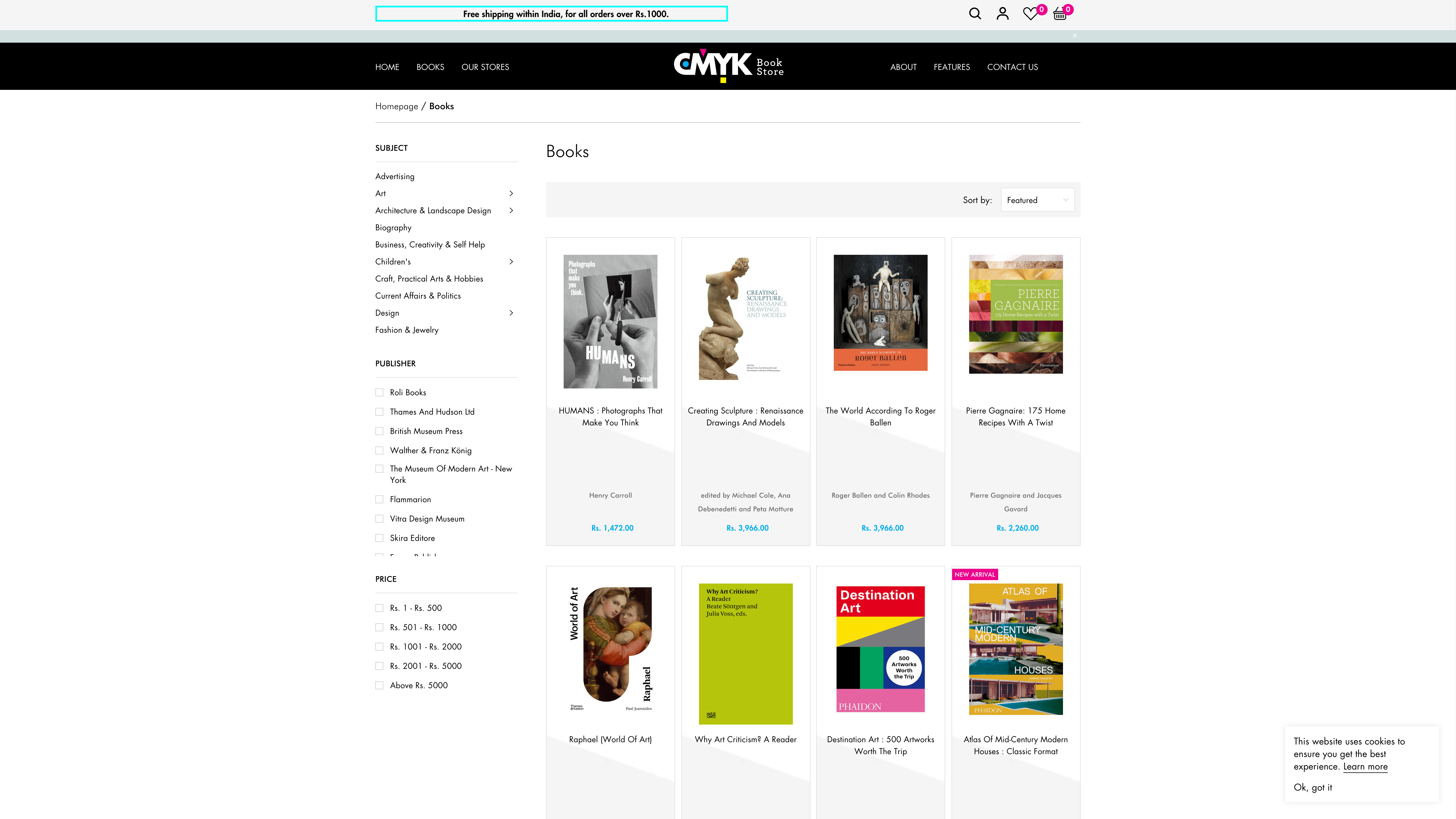 Shopify Store Development for CMYK Bookstore: Art & Design Focus