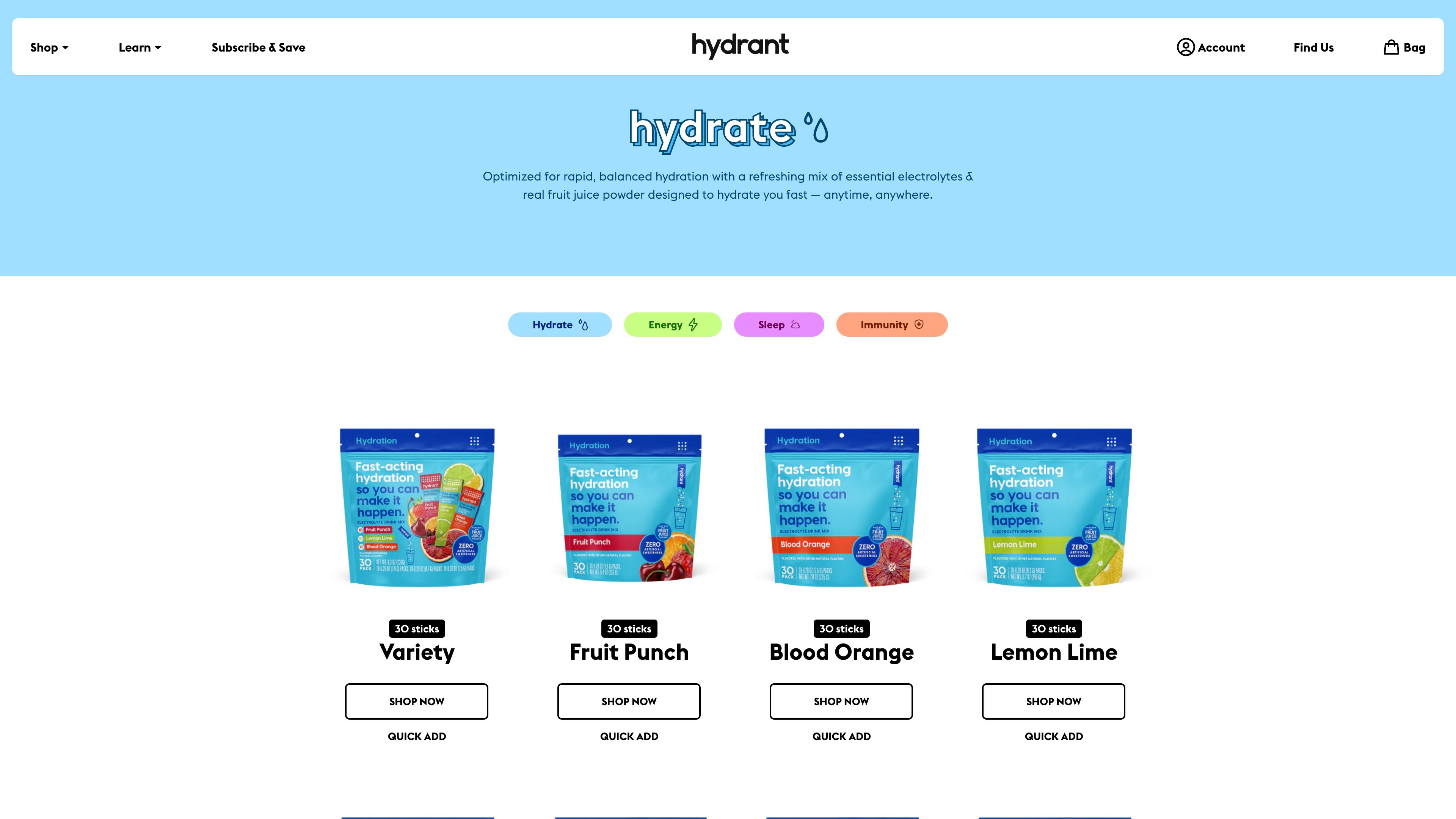 Design and Develop - drinkhydrant.com screenshot 3