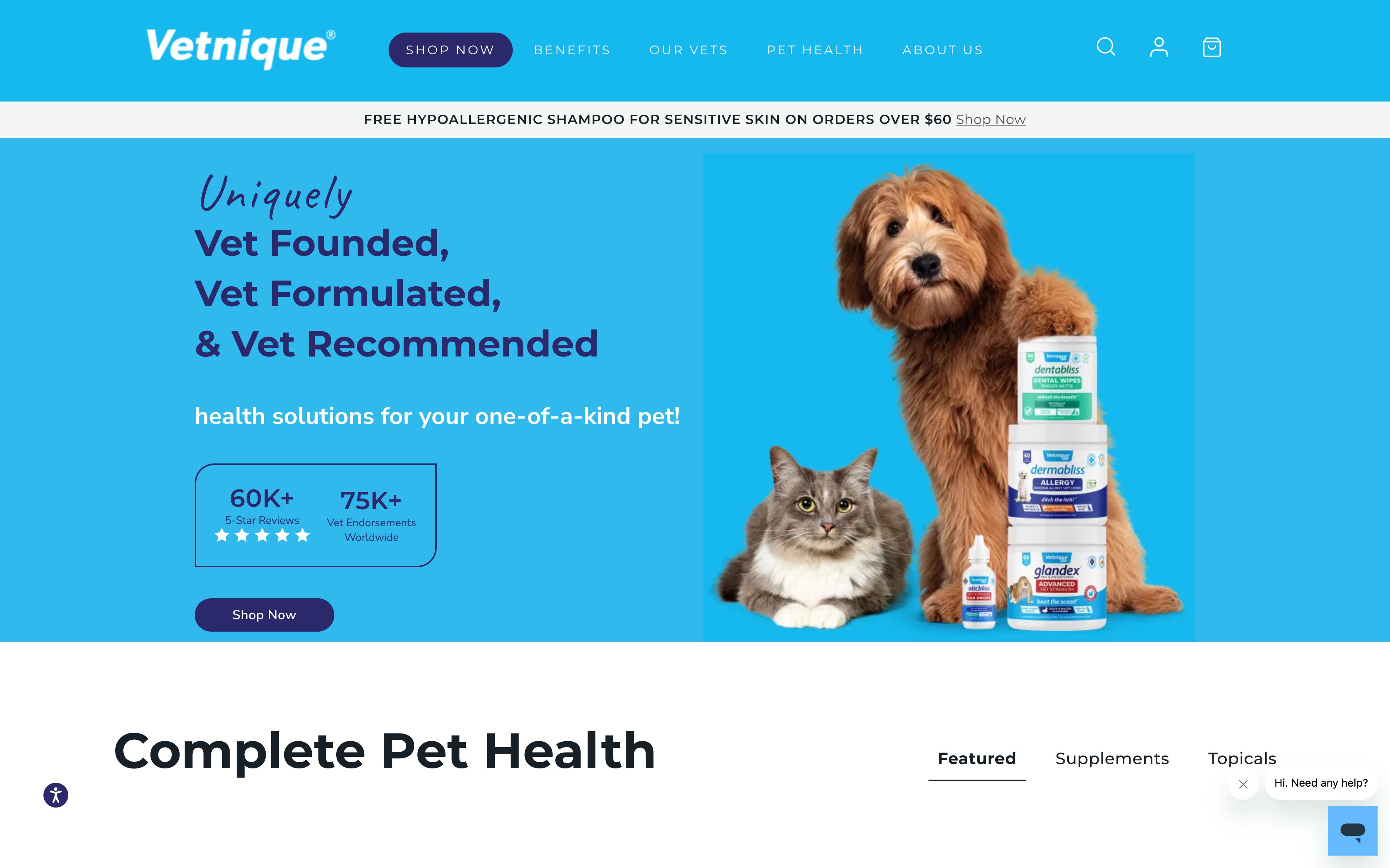 Vetnique Labs: Pet Health Products for Dogs and Cats screenshot