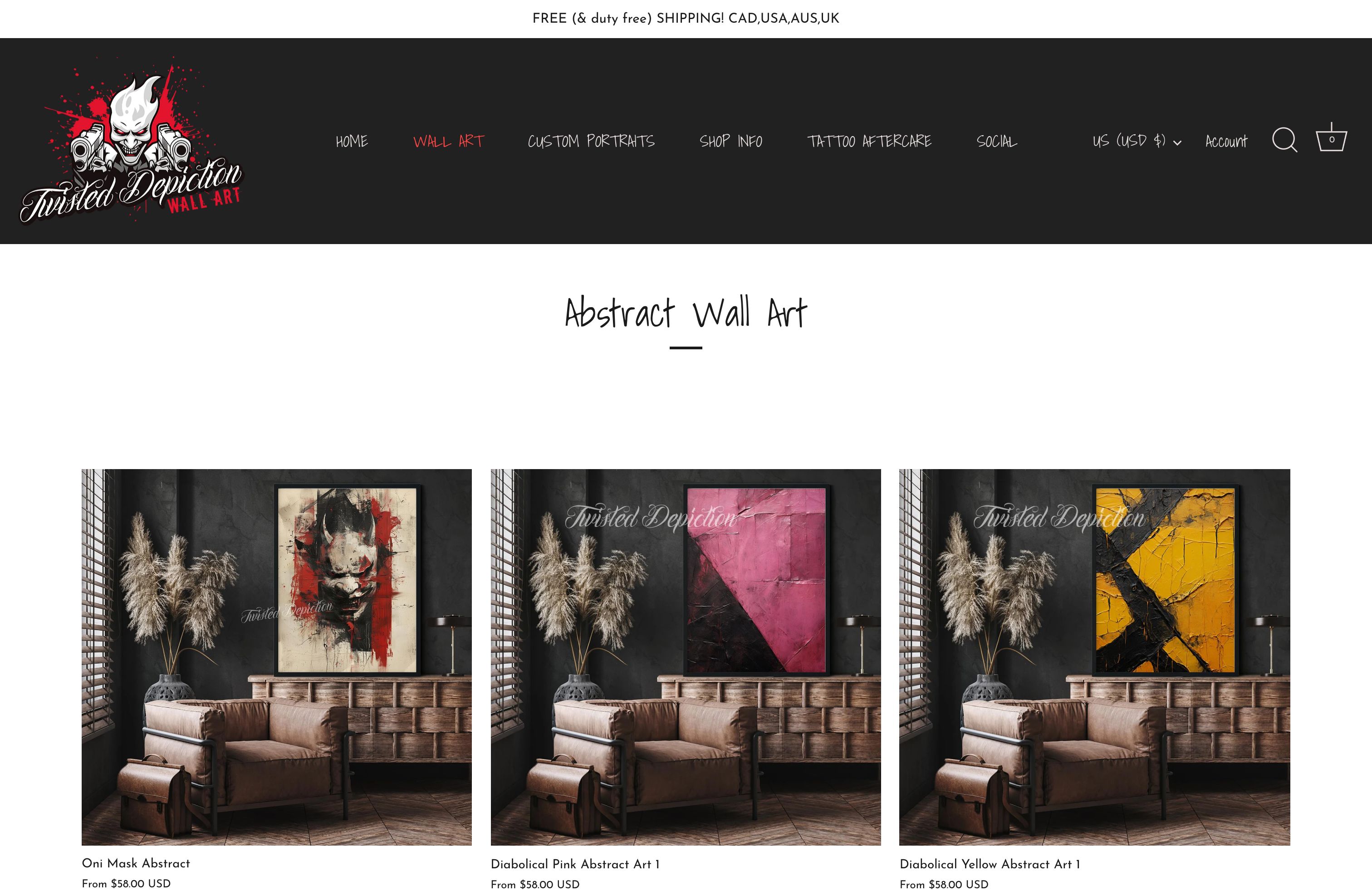 Personal Art Website: Twisted Depiction