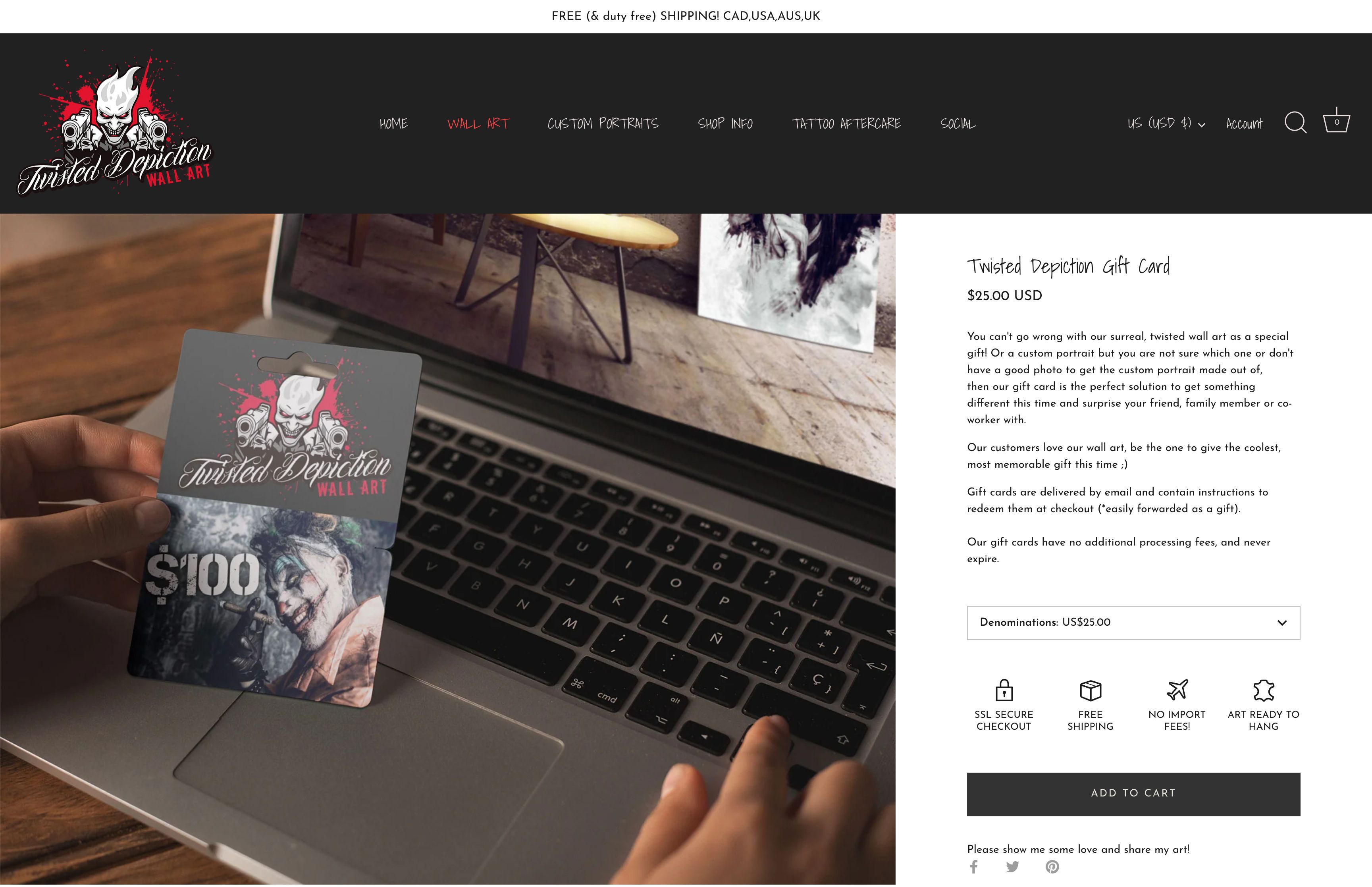 Twisted Depiction (my art website) screenshot 2