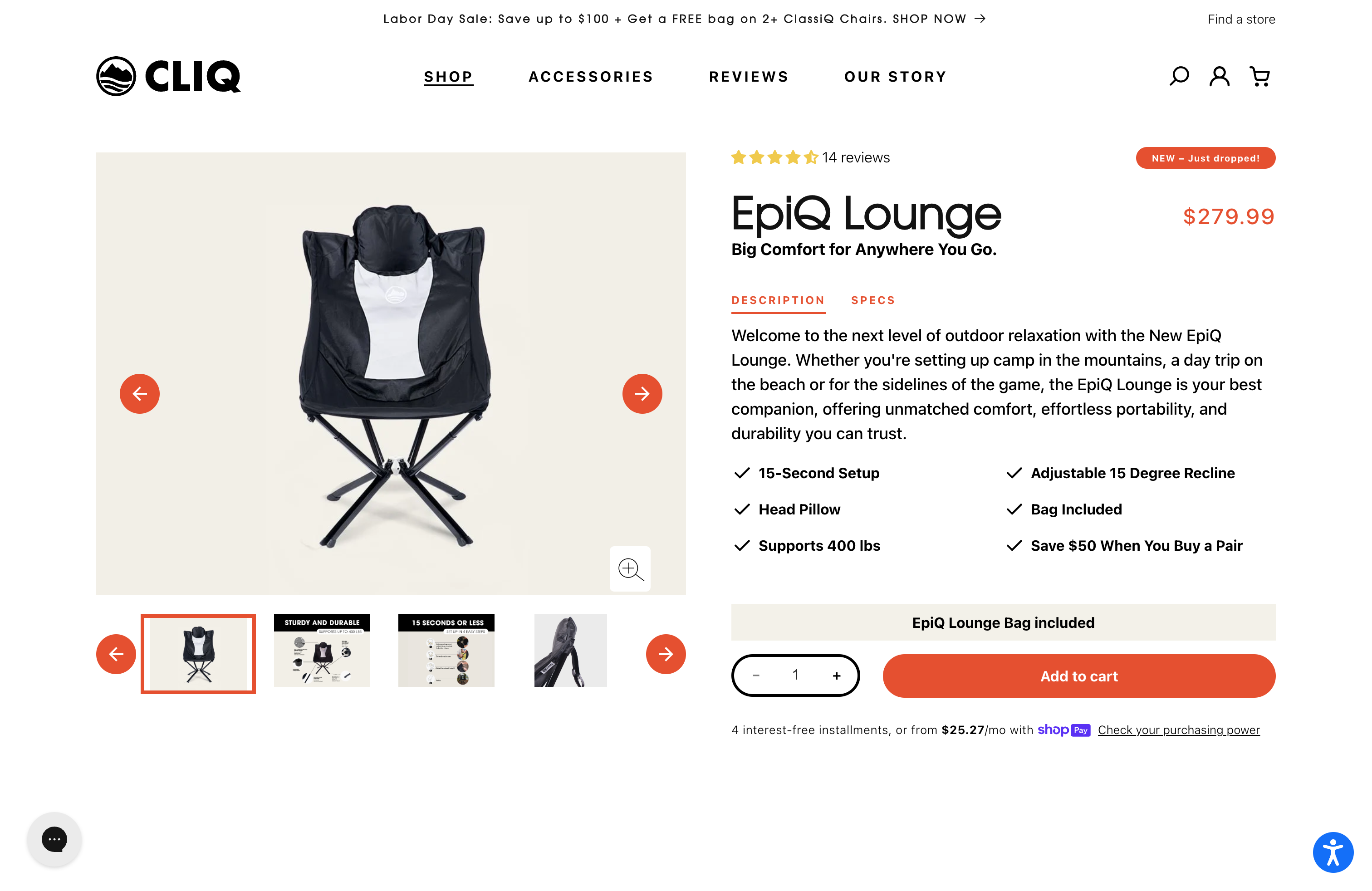 Shopify Plus CLIQ Chair Landing Page Build screenshot 5
