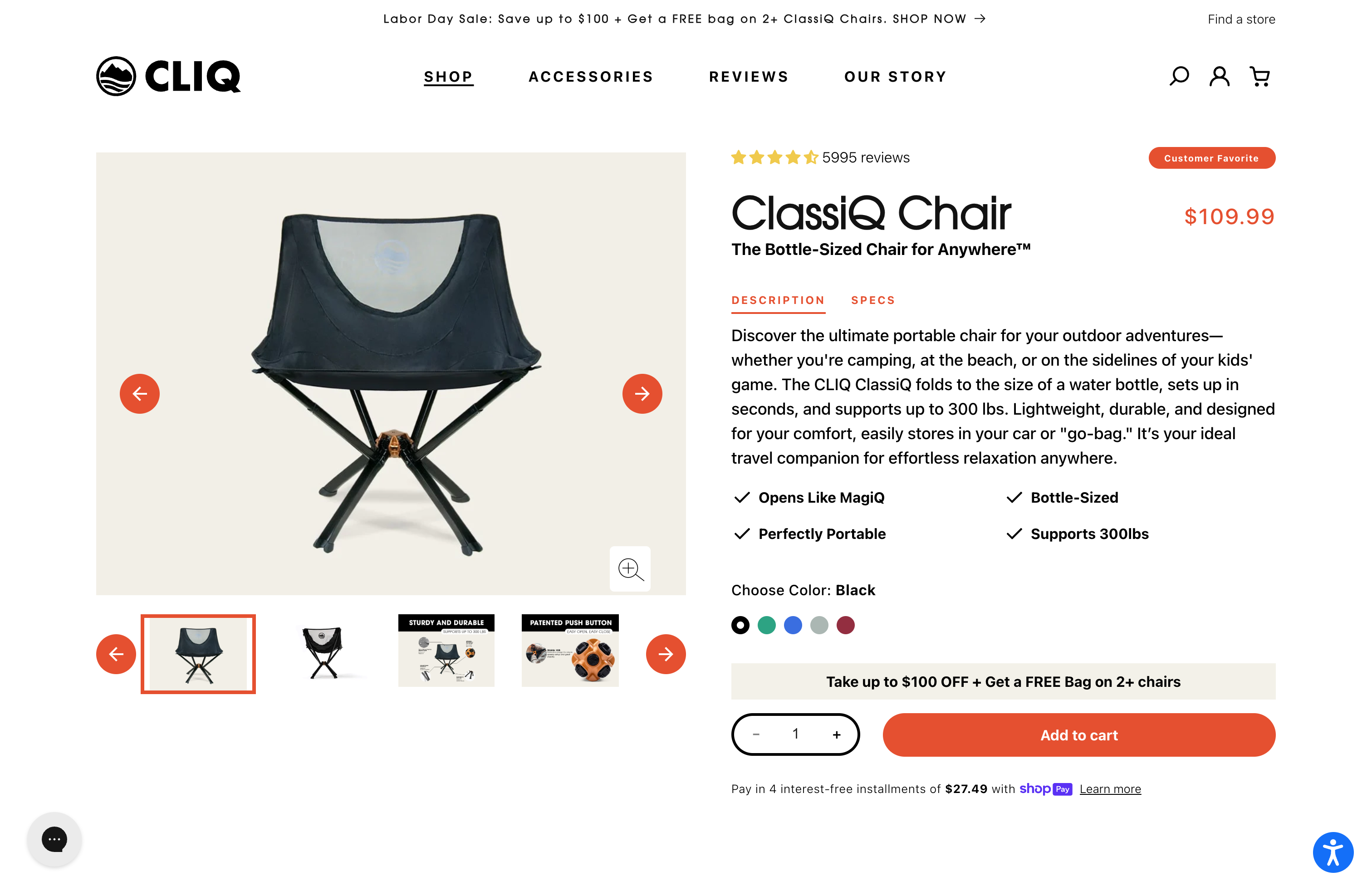 Shopify Plus CLIQ Chair Landing Page Build screenshot 4