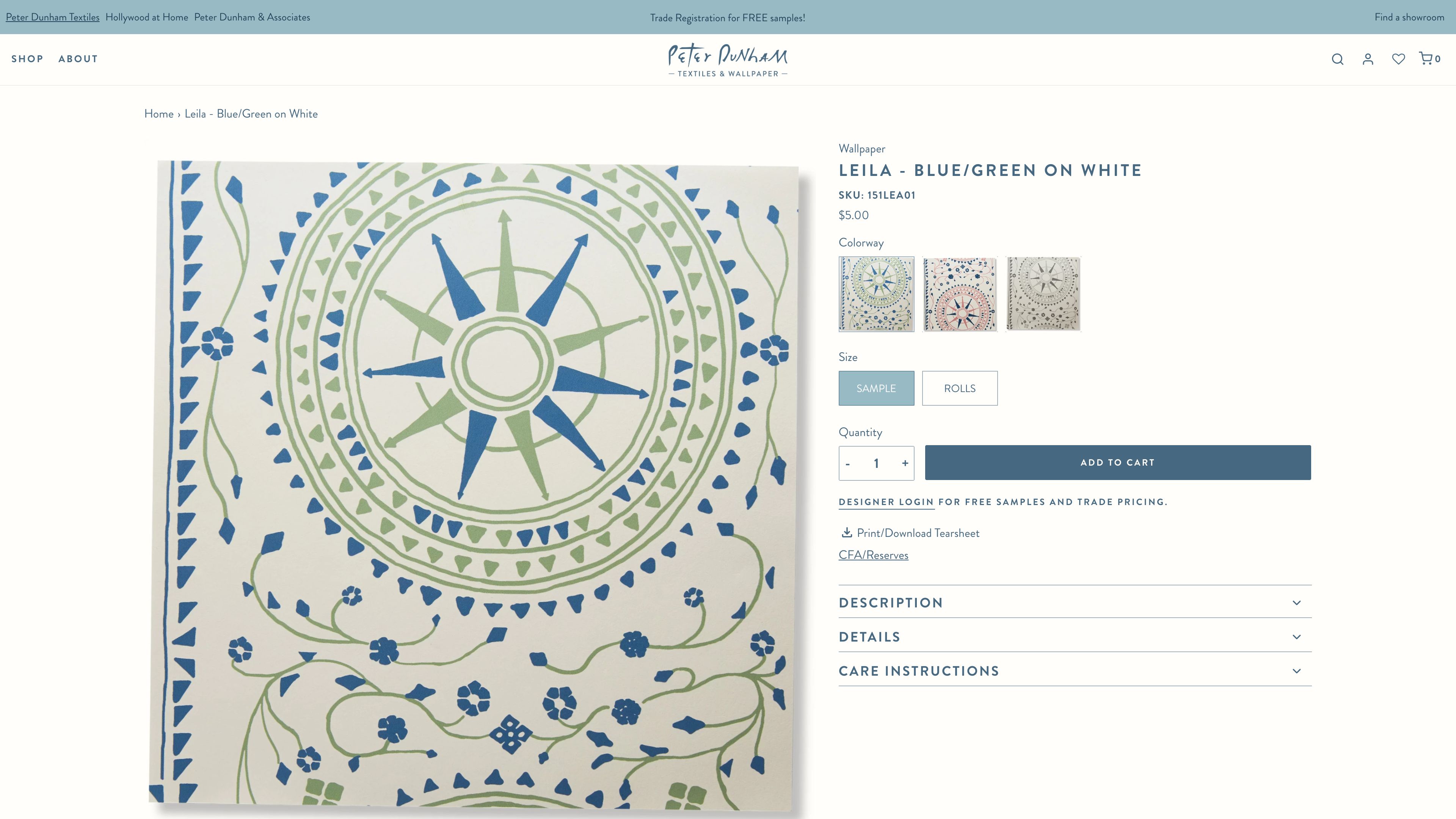 Peter Dunham Textiles Shopify Theme Design screenshot 6