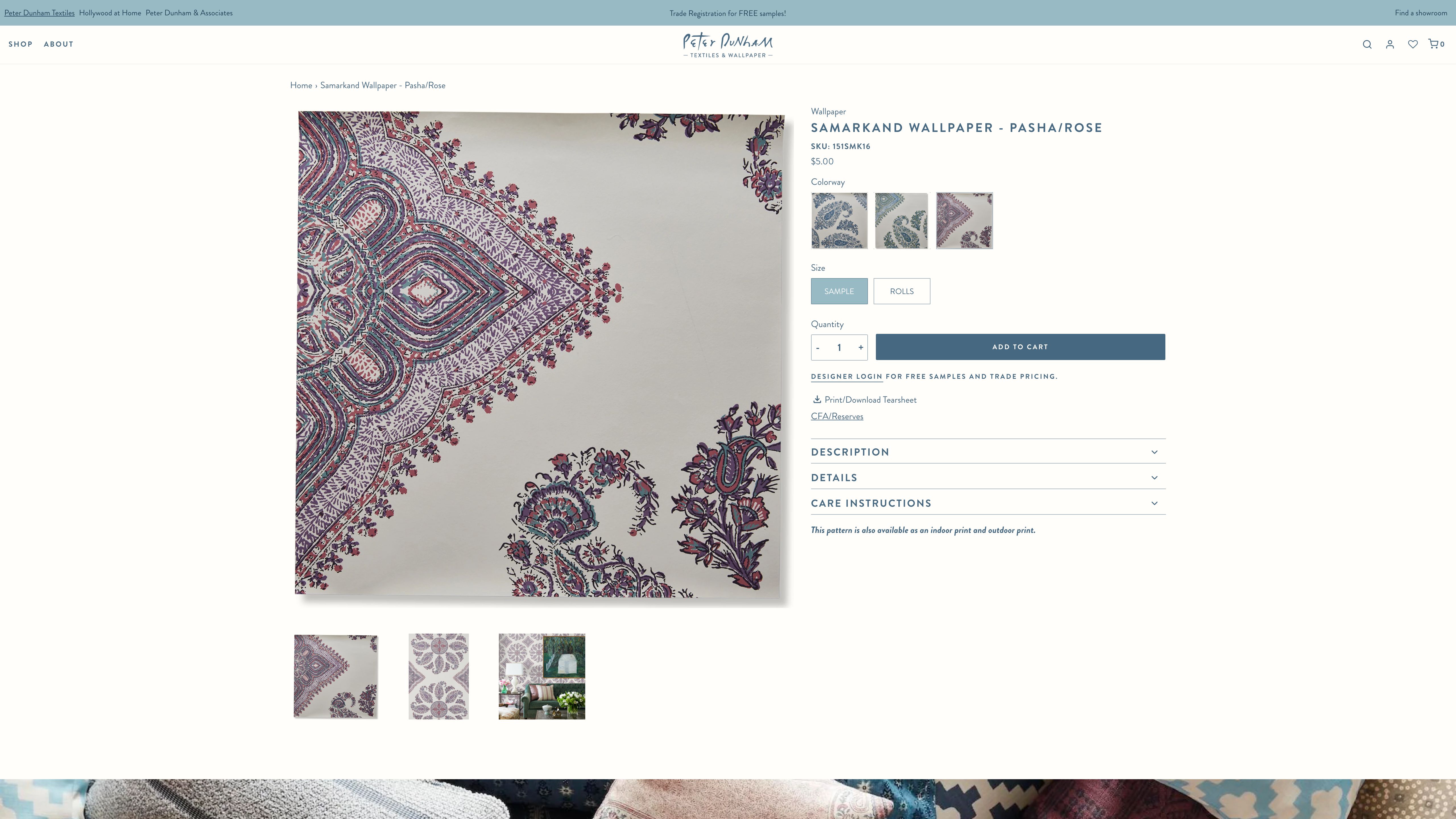 Peter Dunham Textiles Shopify Theme Design screenshot 4