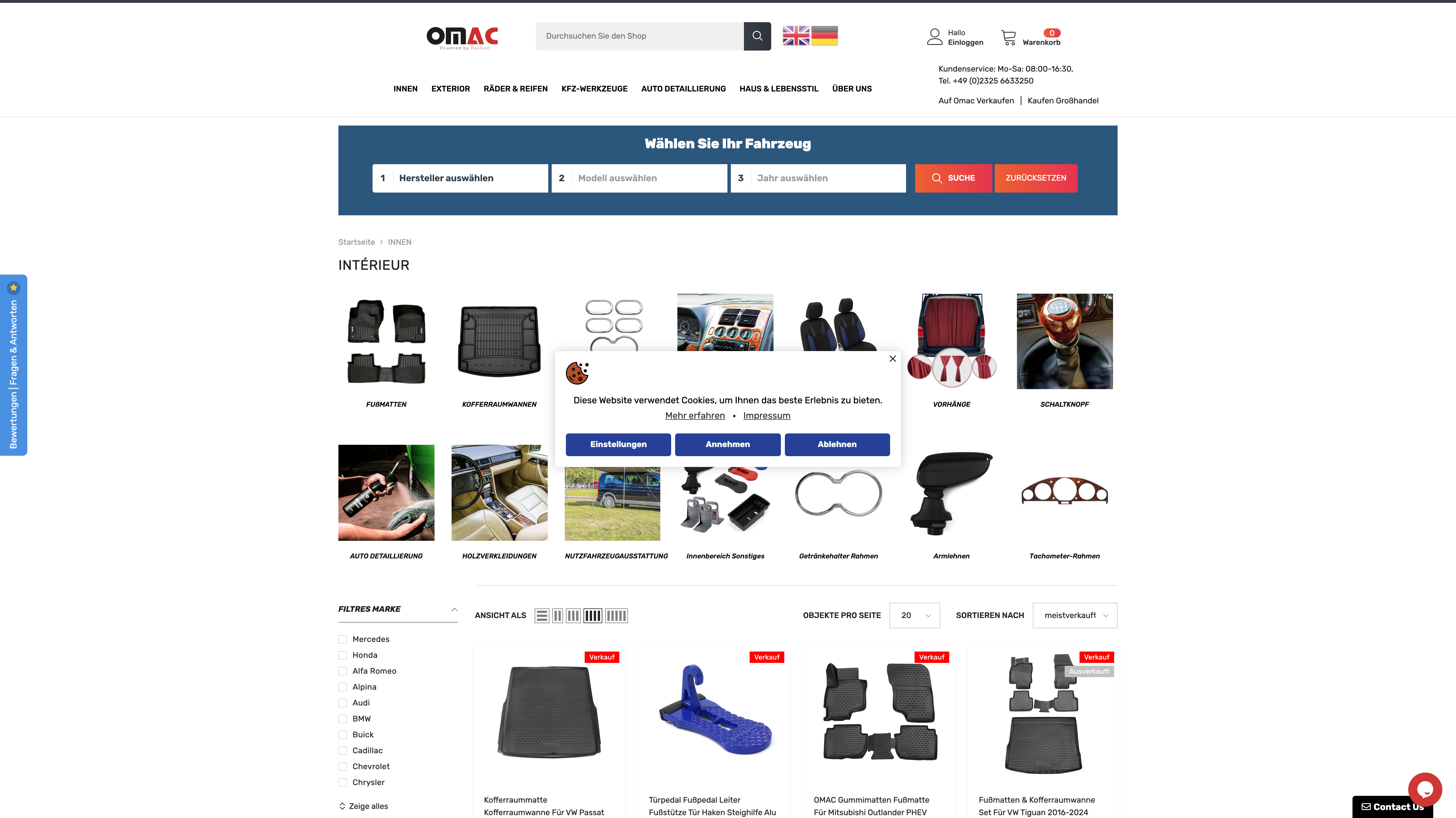 E-commerce Website for Omac Shop GmbH: OEM Car Accessories Retail & Wholesale