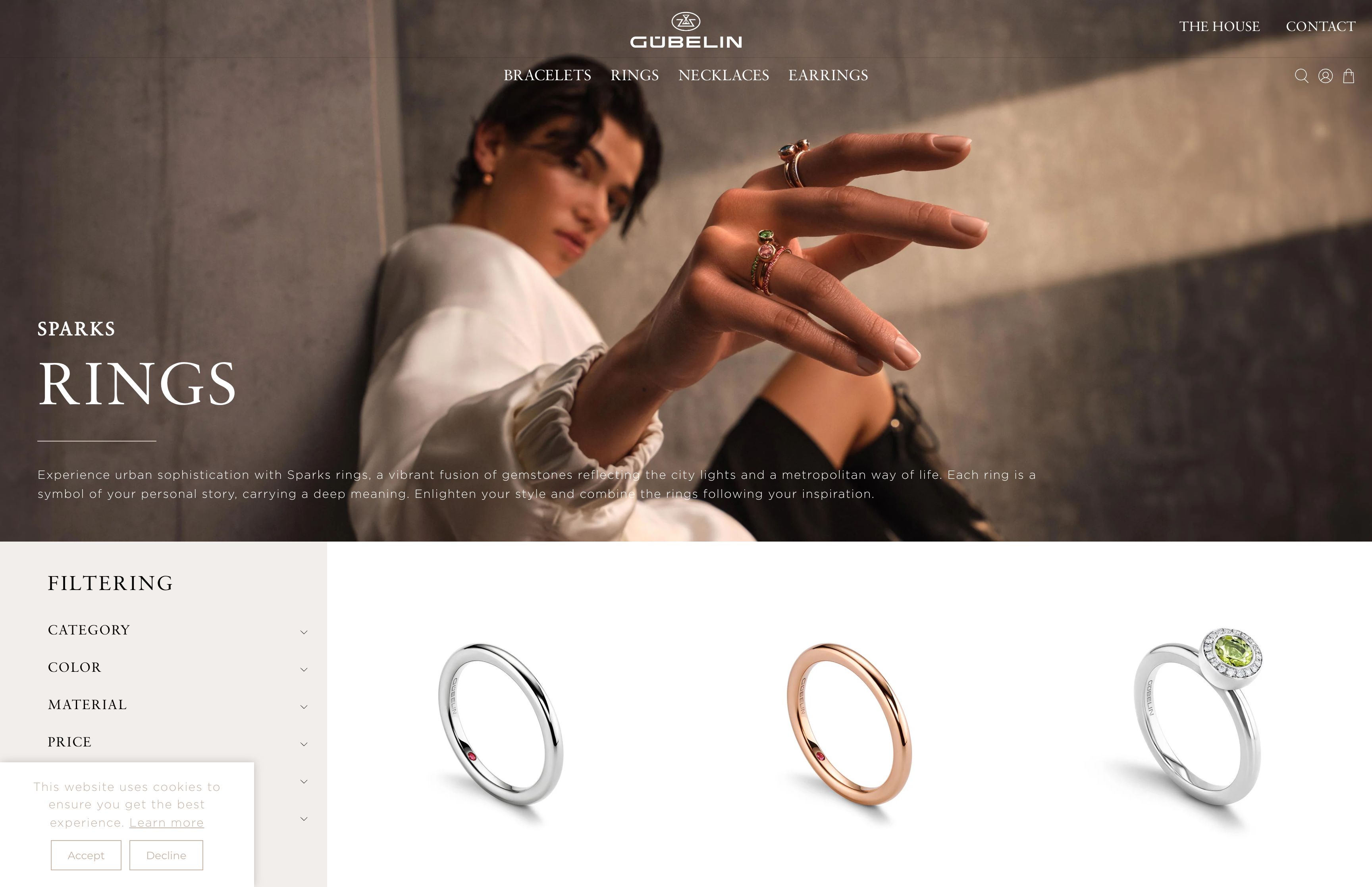 Entwicklung US Onlineshop für das Traditionsunternehmen Gübelin screenshot