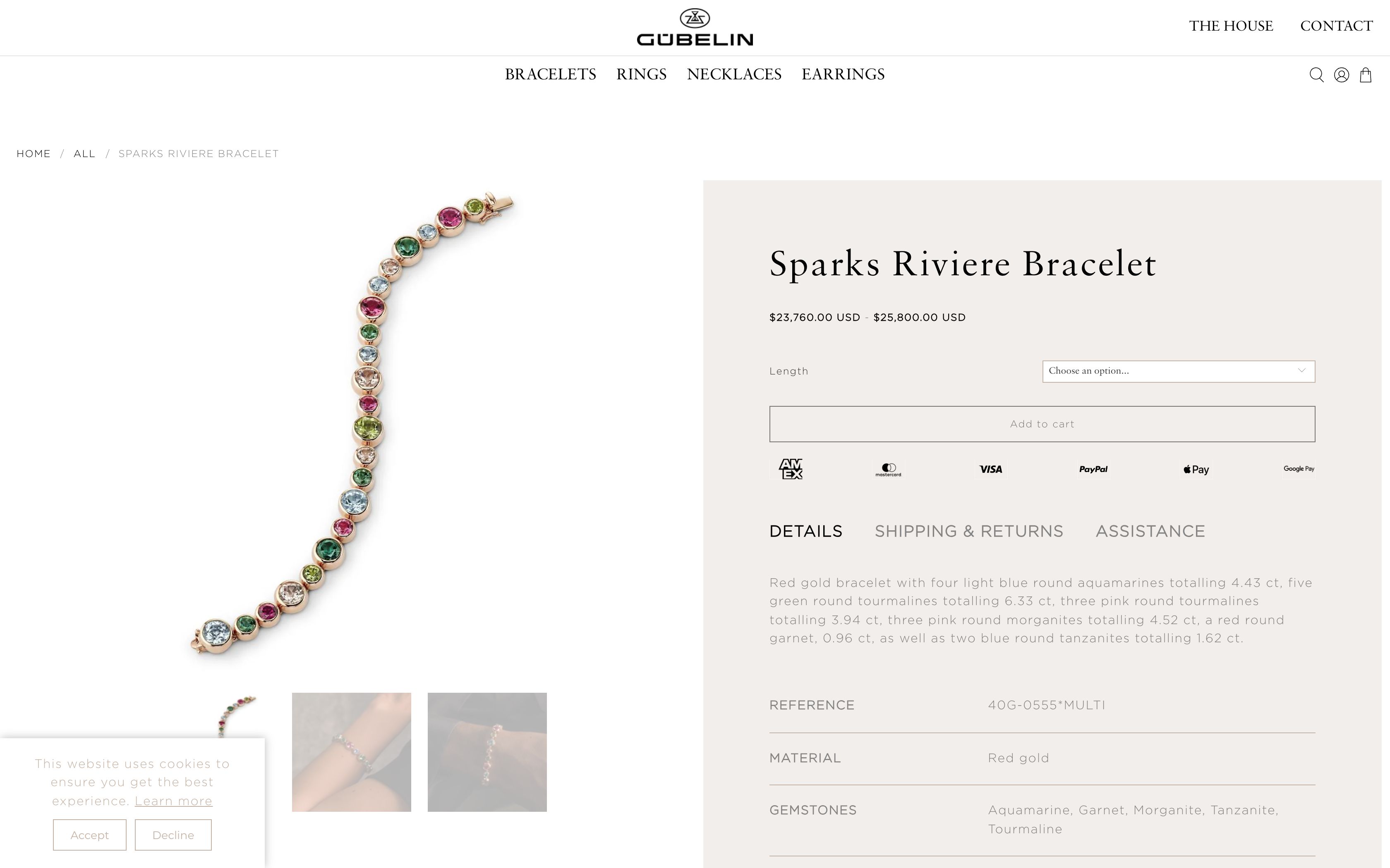 Entwicklung US Onlineshop für das Traditionsunternehmen Gübelin screenshot 4