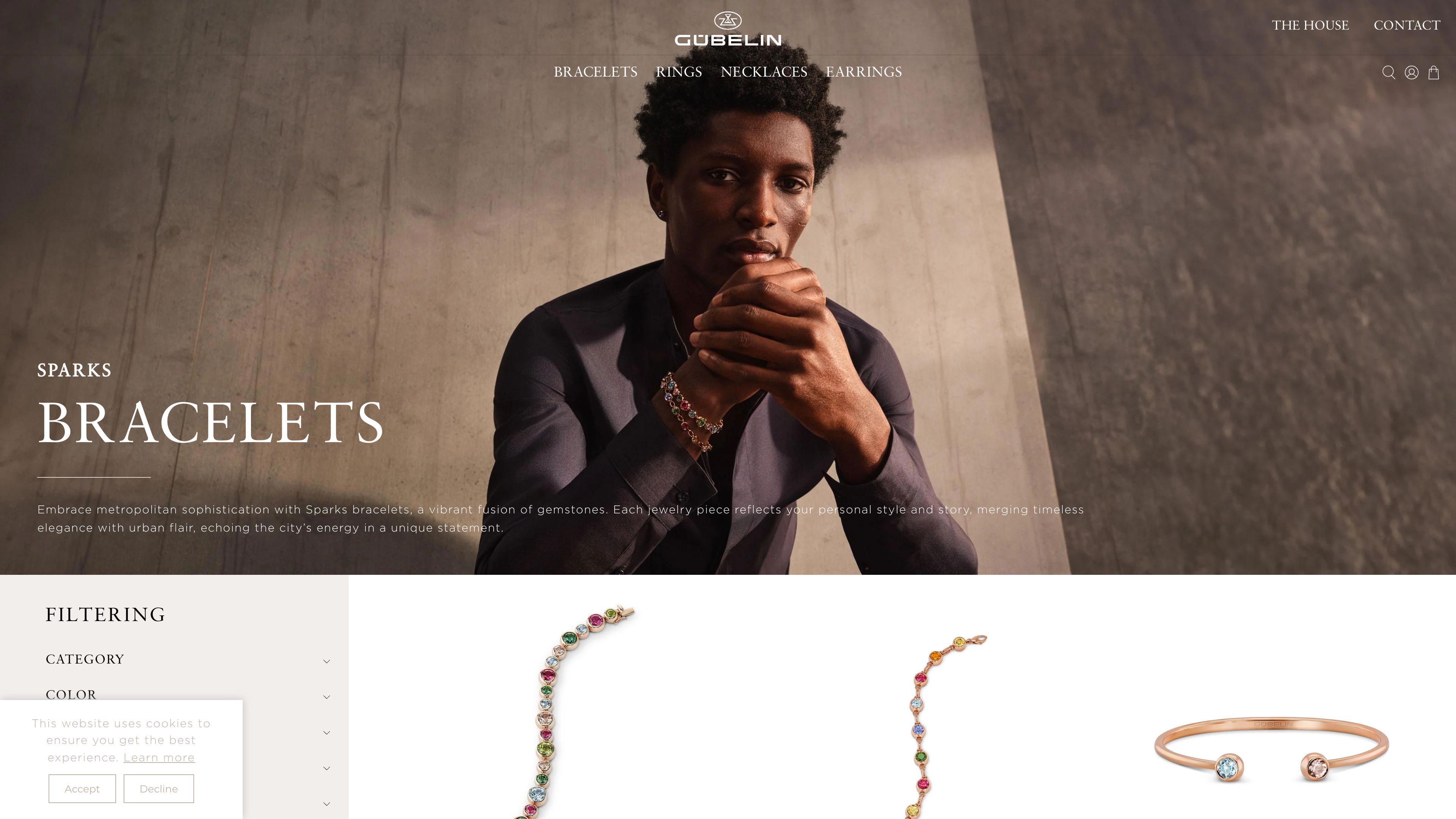 Entwicklung US Onlineshop für das Traditionsunternehmen Gübelin screenshot 2