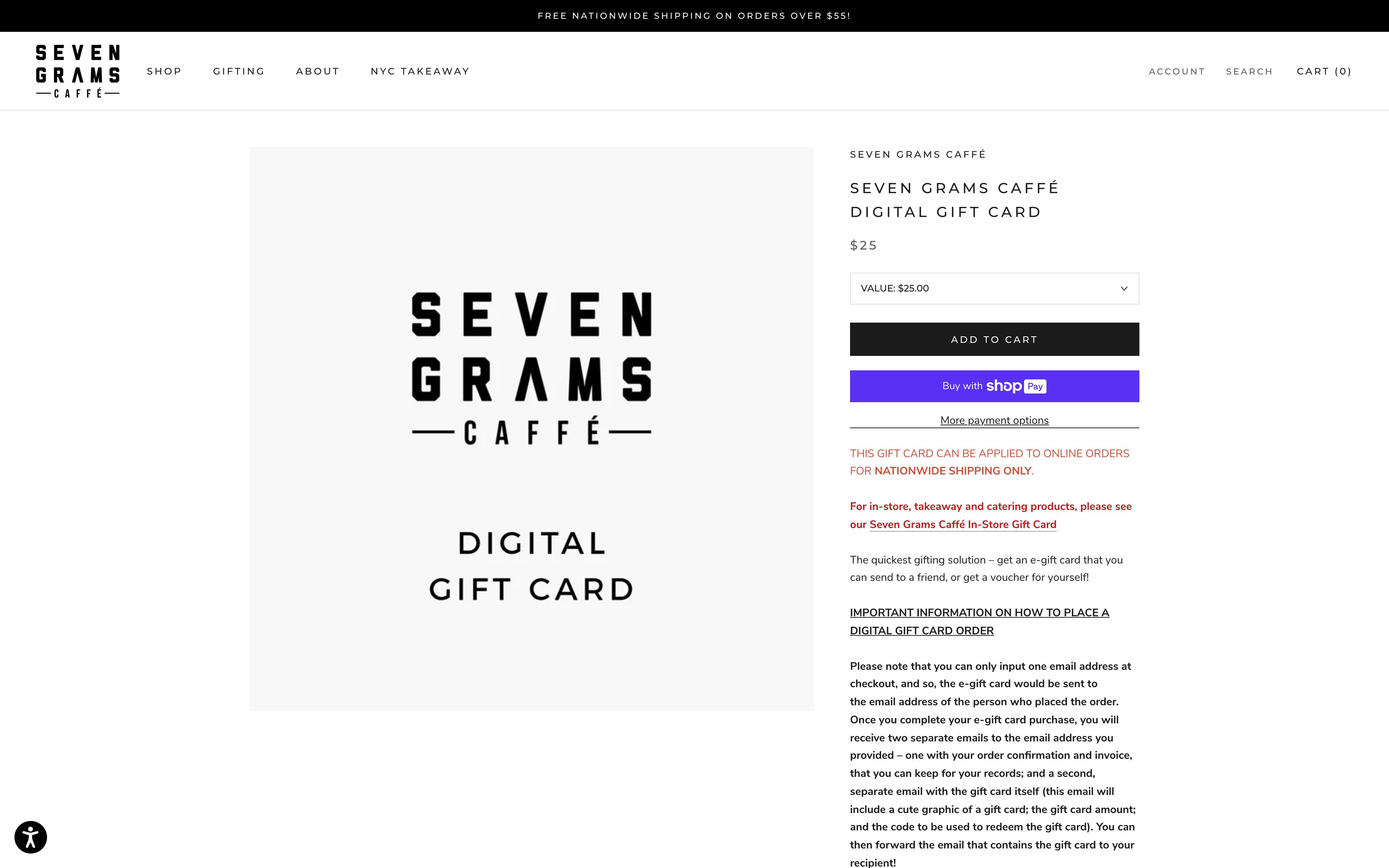 Custom Designed & Developed Store for Coffee Brand Seven Grams Caffe screenshot
