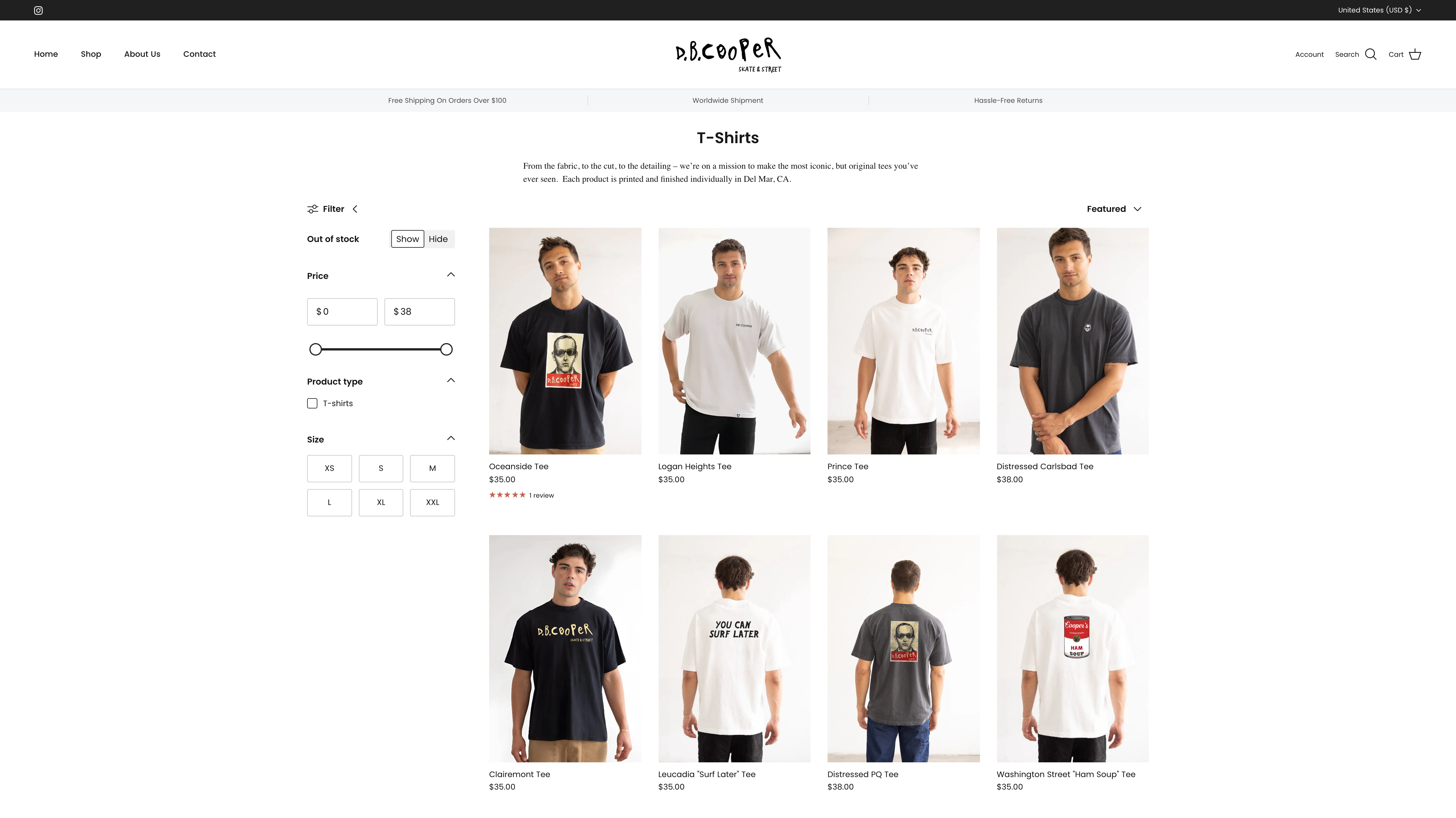 DB Cooper Skate Shopify Store screenshot 2