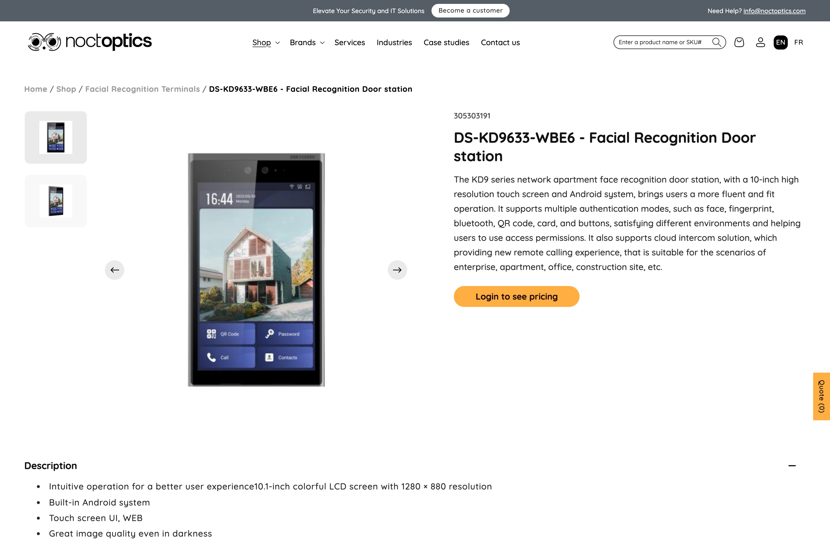 Noctoptics.com - B2B Website for Leading Security Equipment Provider screenshot