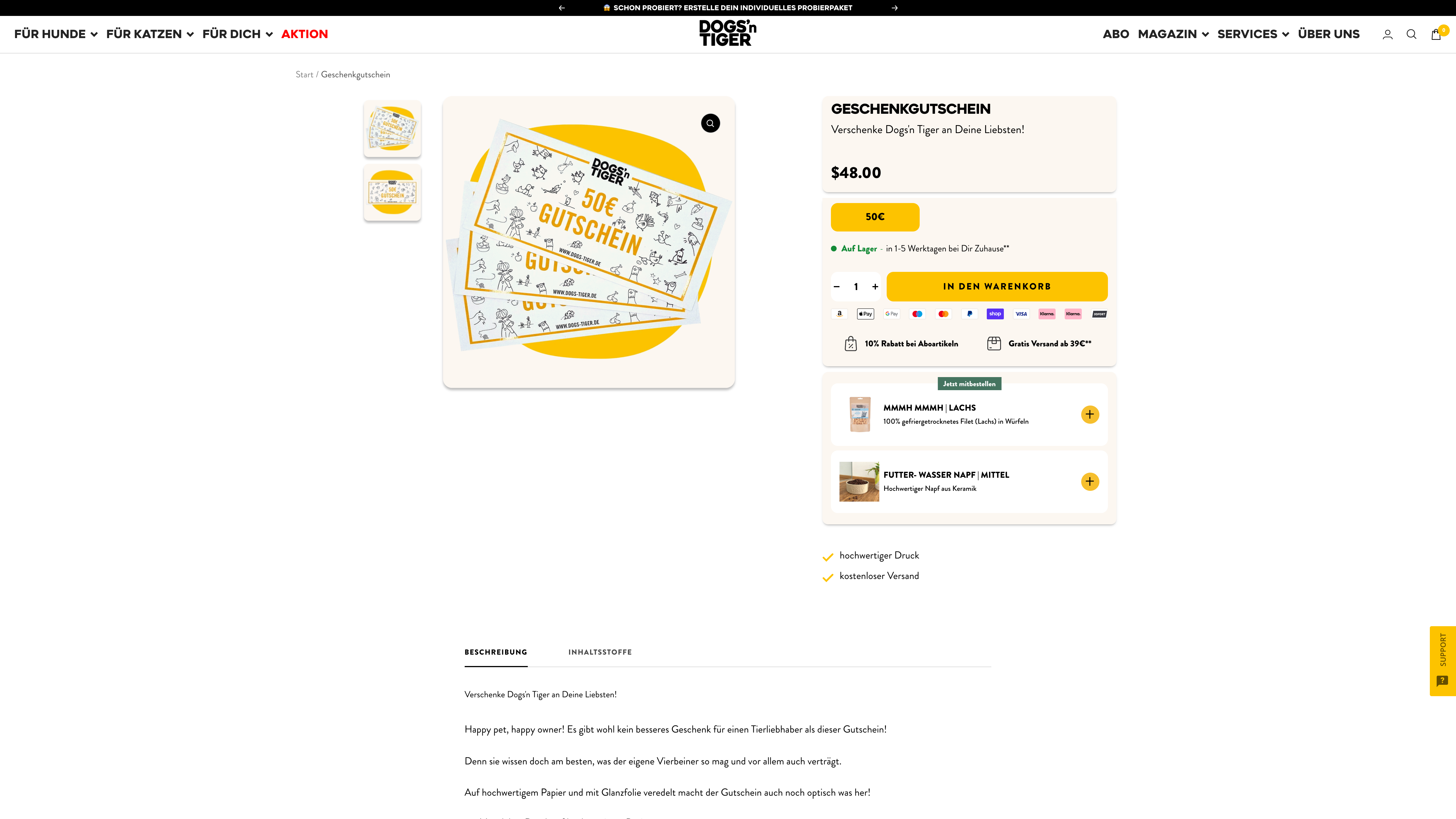 Shopify Erstellung Dogs 'n Tiger (Shopify Plus) screenshot 4