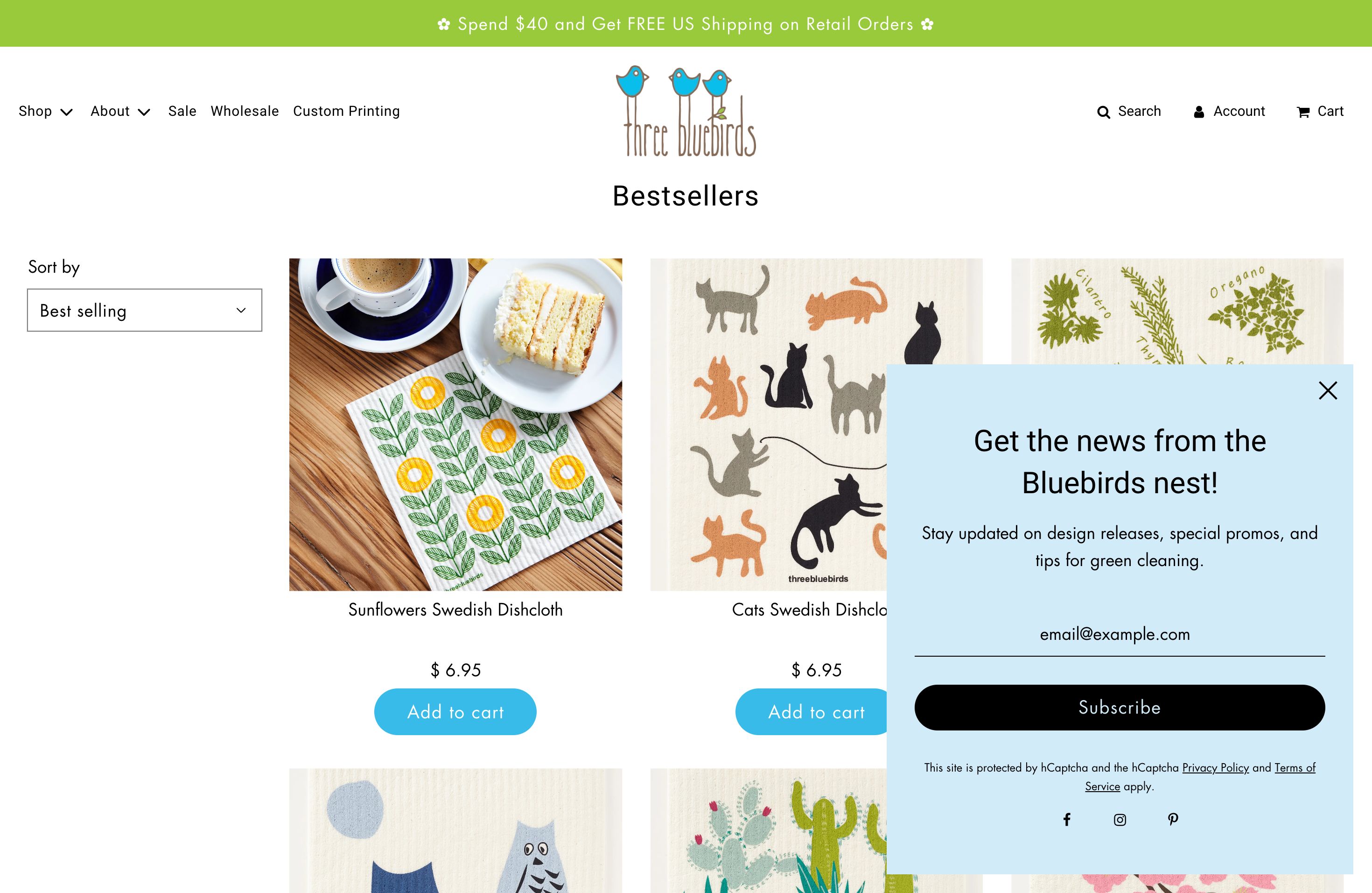 Three Bluebirds Swedish Dishcloths screenshot 2