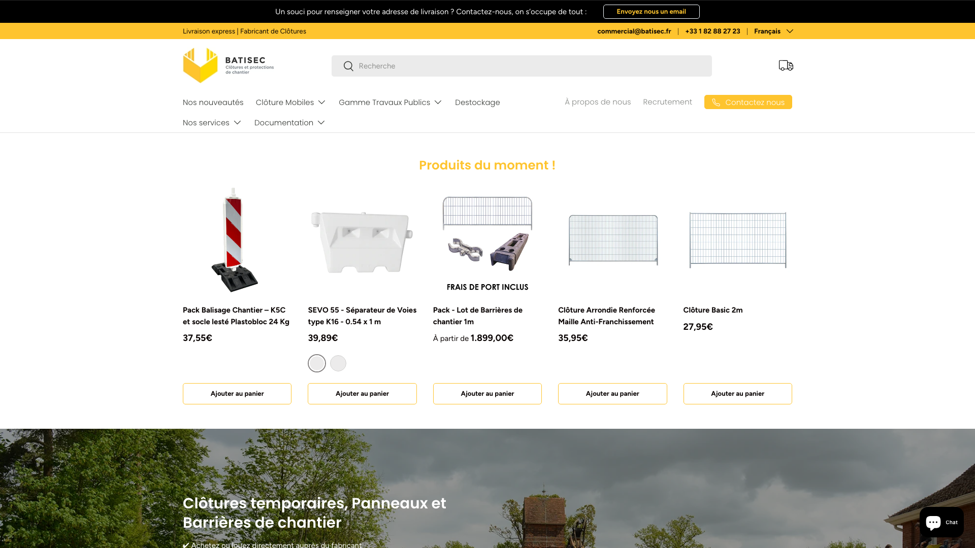 Site e-commerce B2B/B2C pour BATISEC – Clôtures et équipements de chan