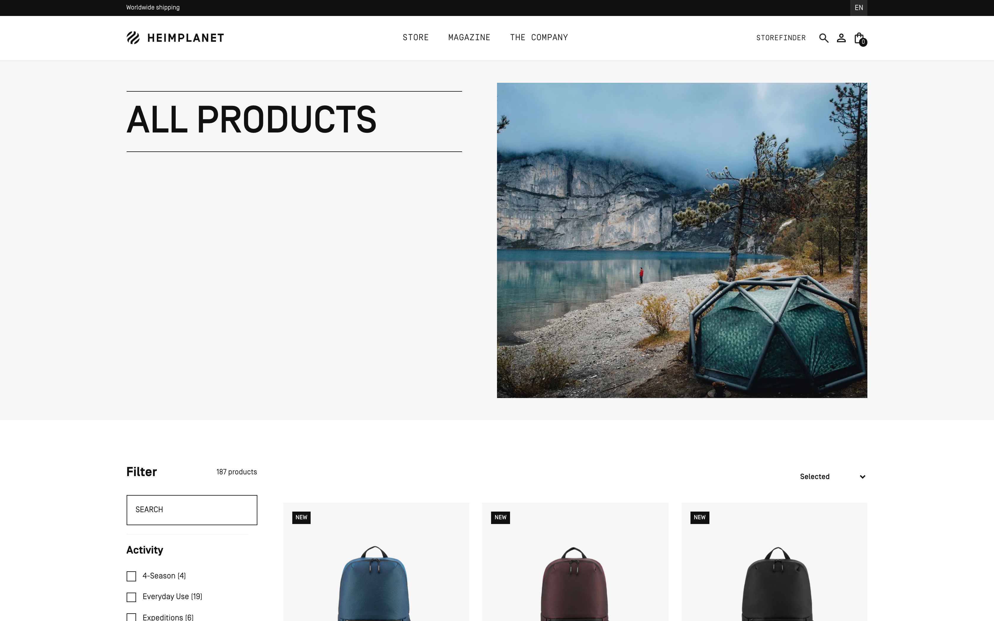 Heimplanet (Outdoor-Zelte & D2C) · Custom Shopify Theme screenshot