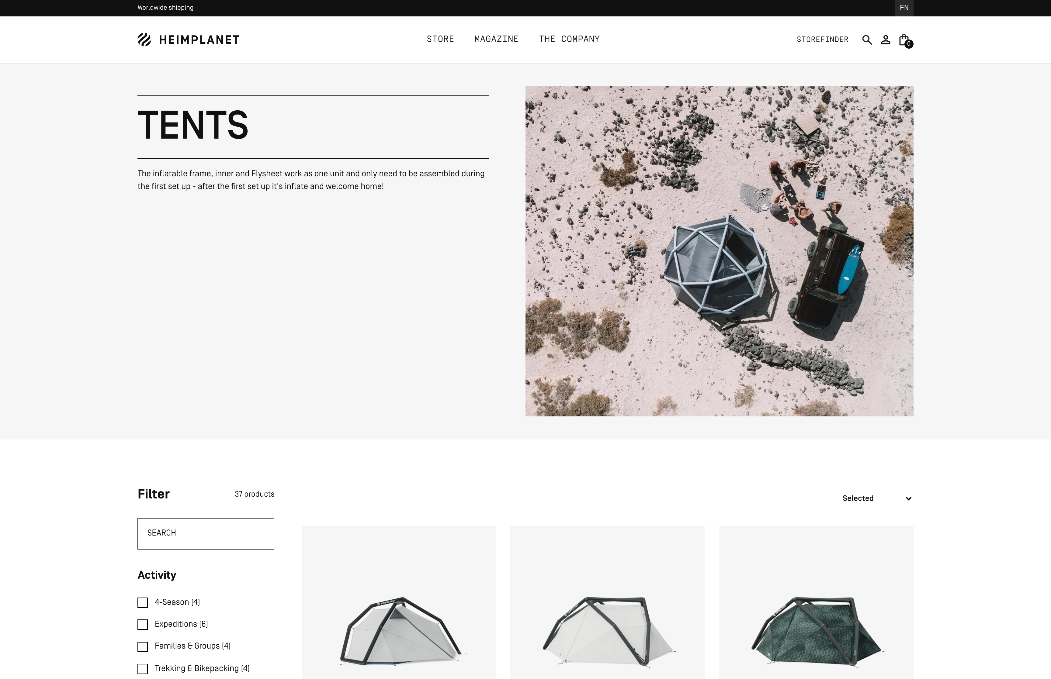 Heimplanet (Outdoor-Zelte & D2C) · Custom Shopify Theme screenshot 2
