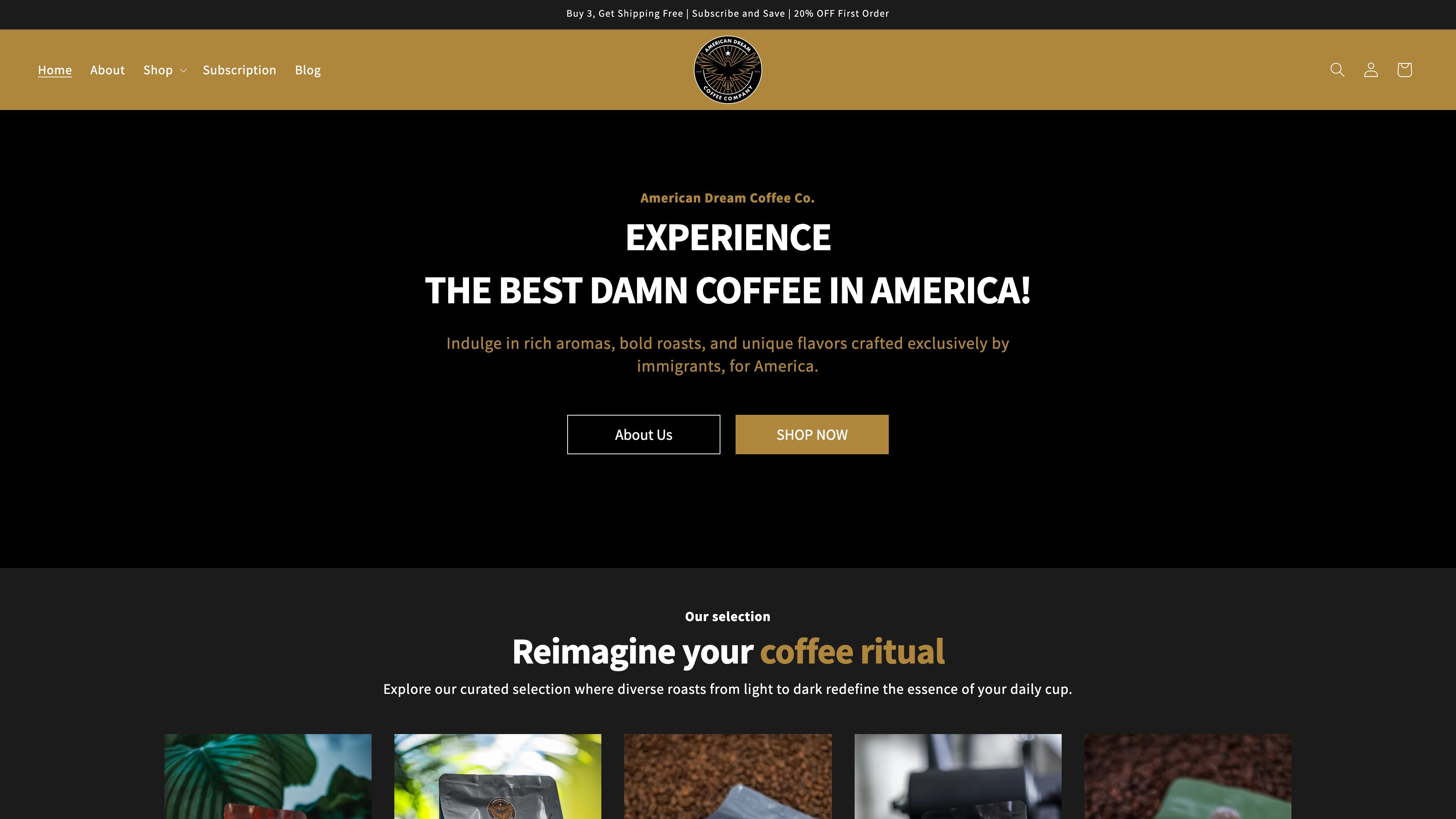 The American Dream Coffee: Custom Shopify Development screenshot 4