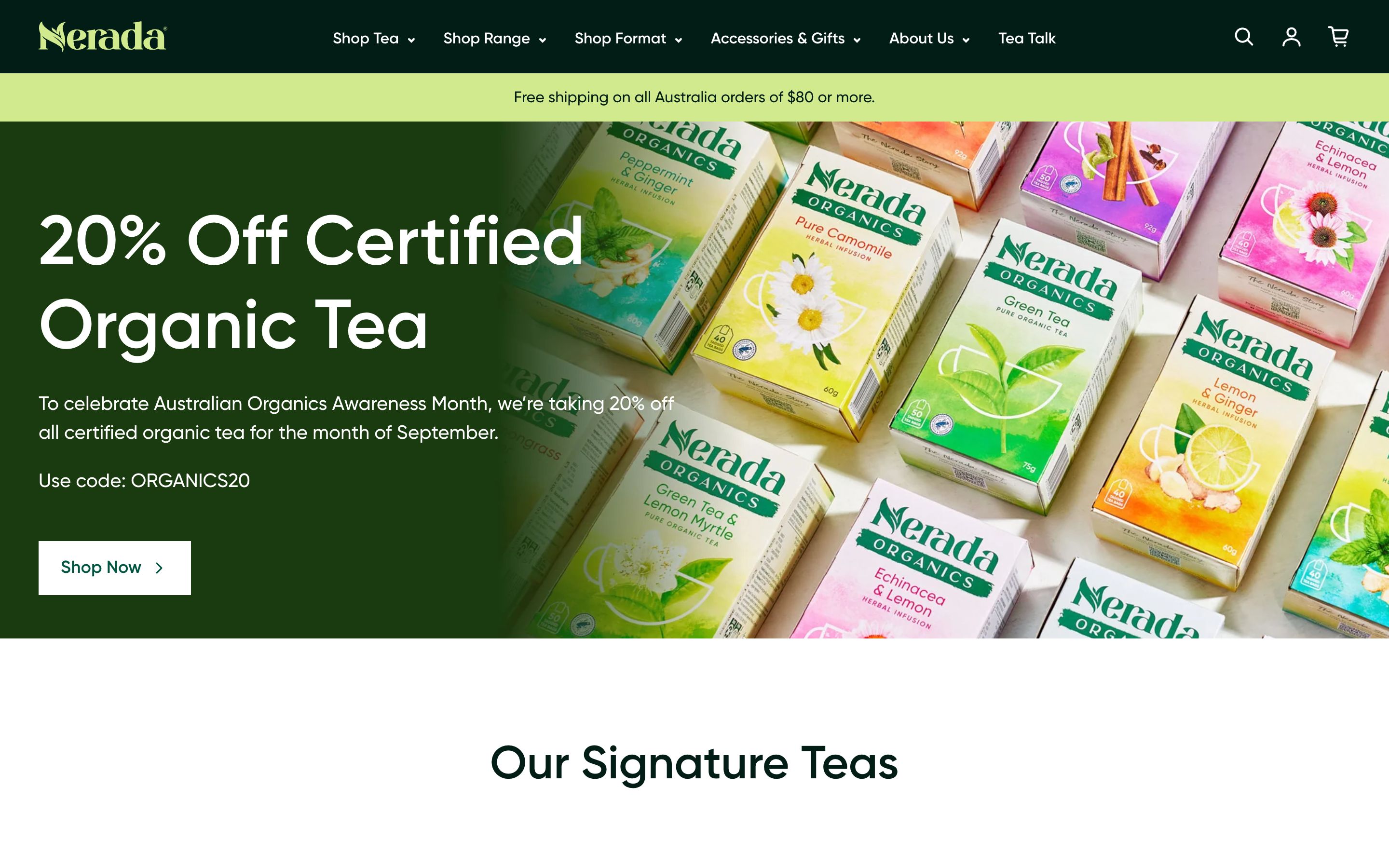 Nerada Tea Shopify Store Rebuild and Redesign screenshot 5