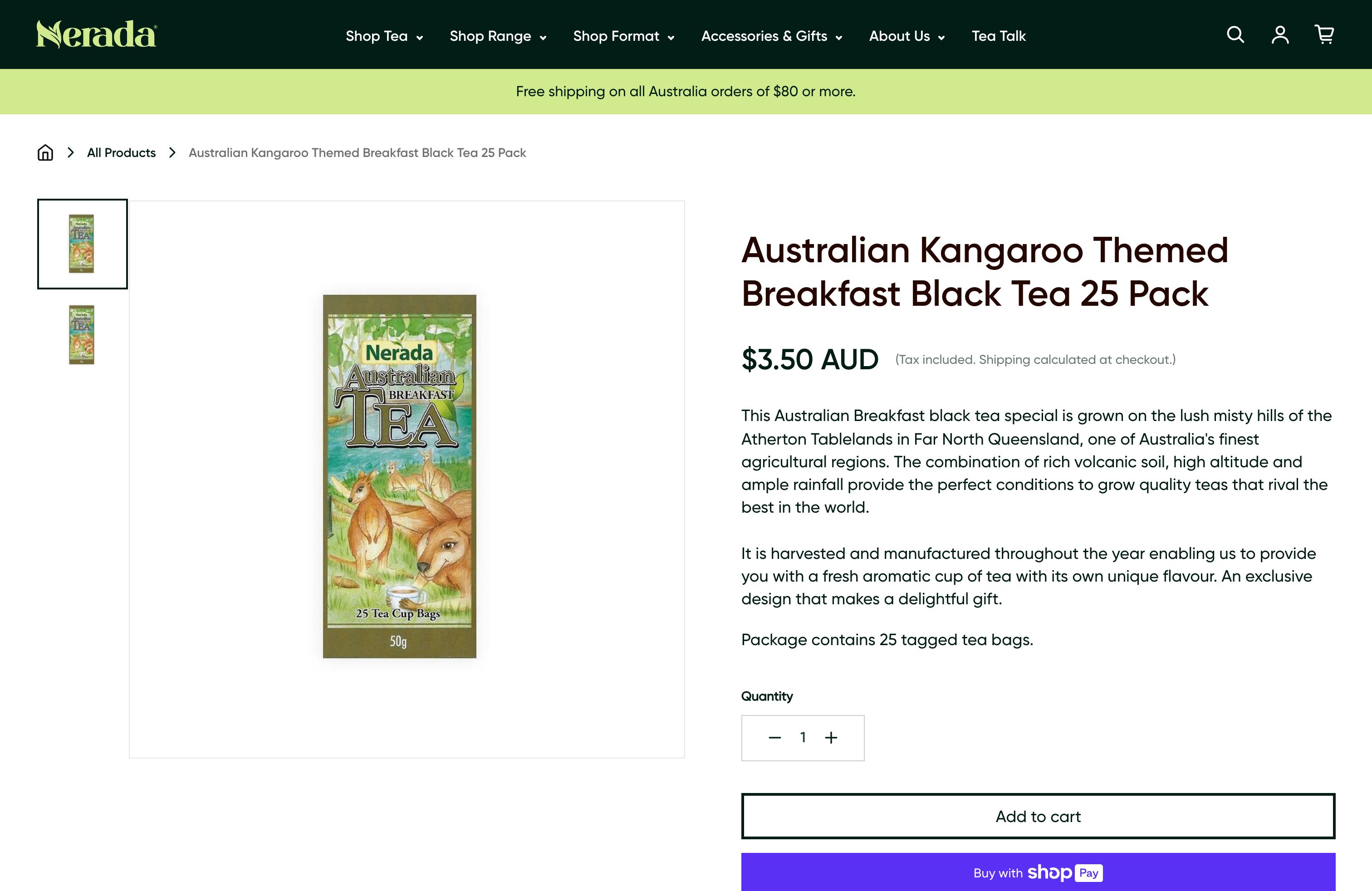 Nerada Tea Shopify Store Rebuild and Redesign screenshot 4