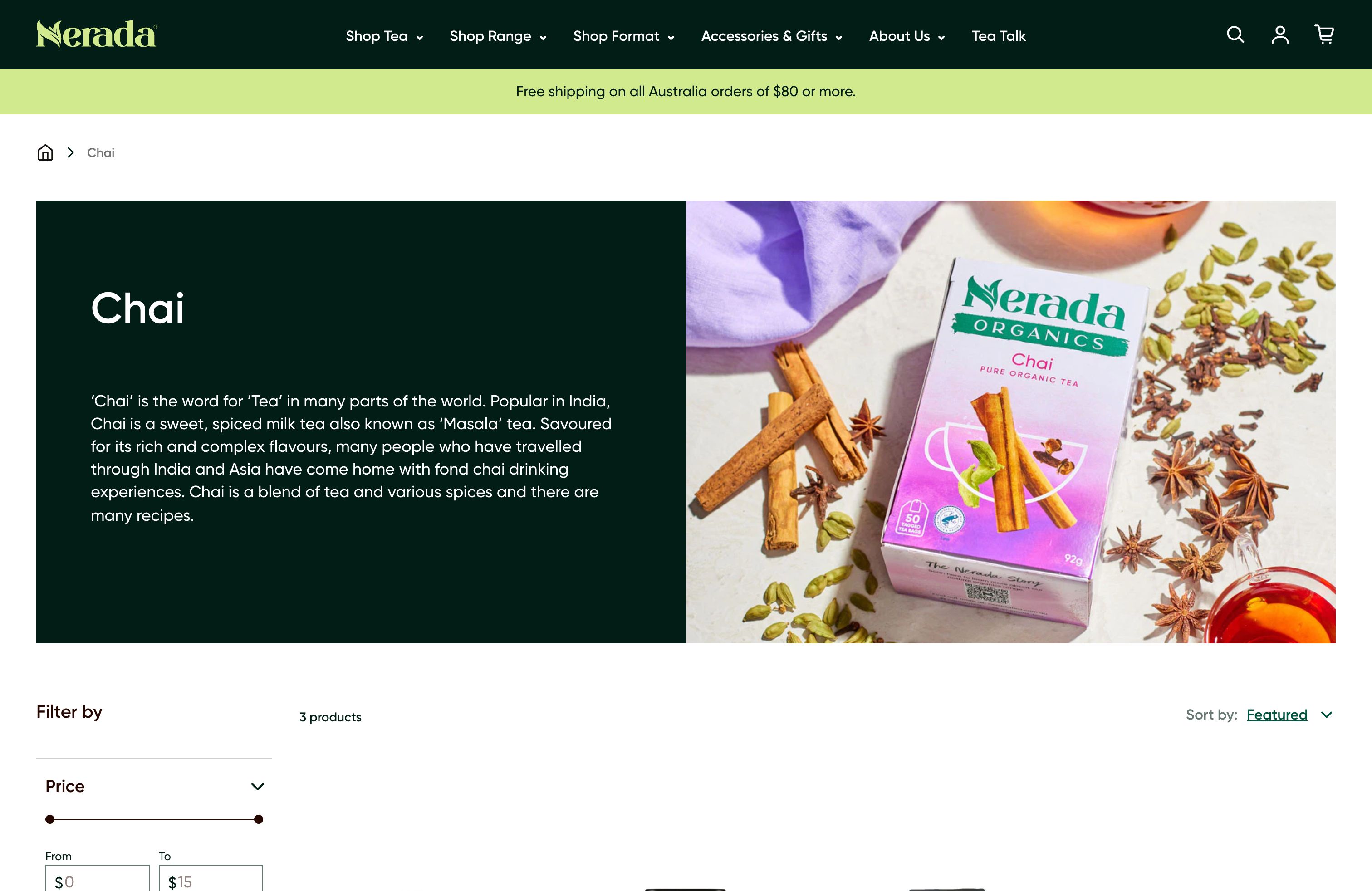 Nerada Tea Shopify Store Rebuild and Redesign screenshot 3
