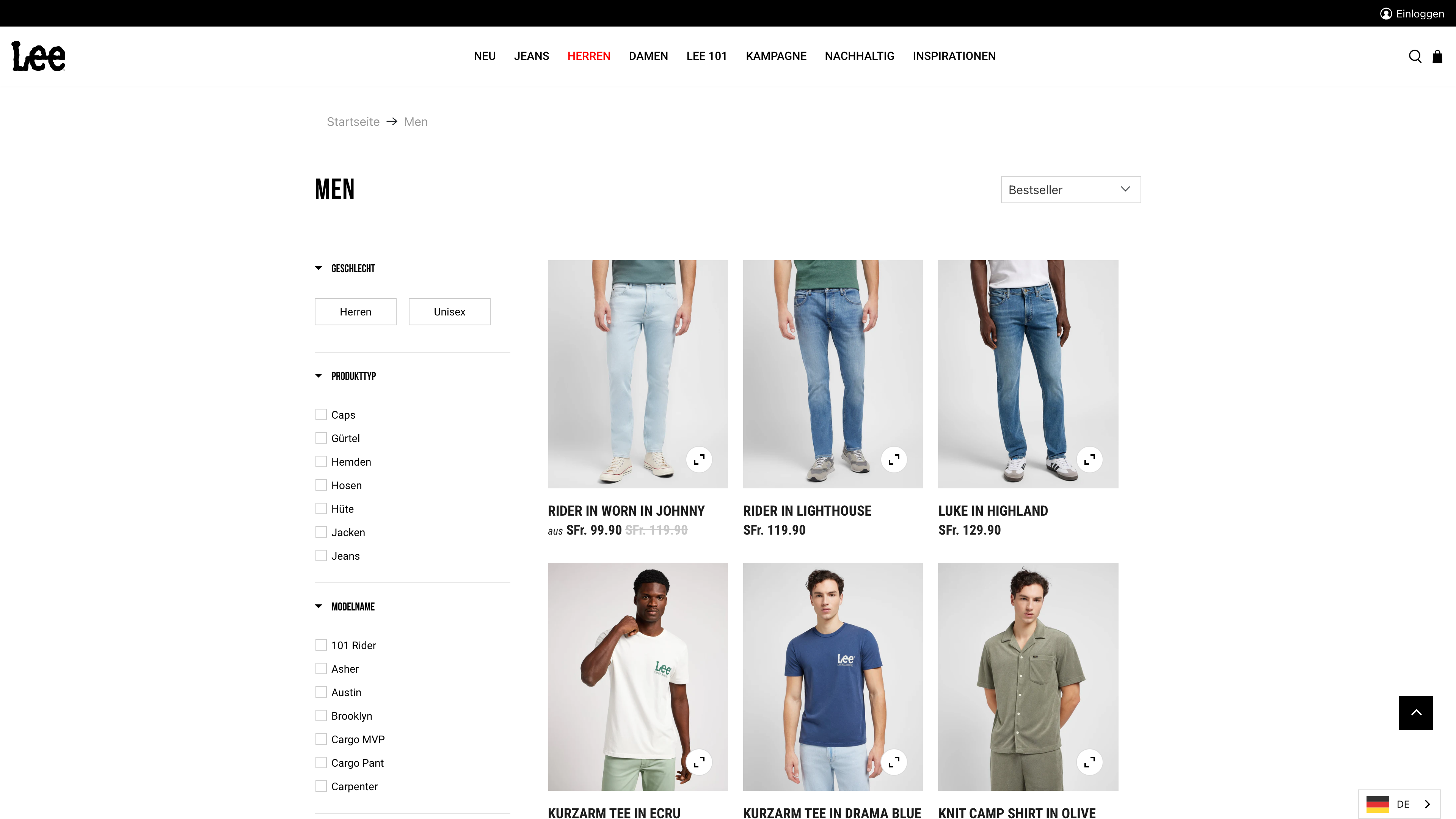 Lee Jeans screenshot