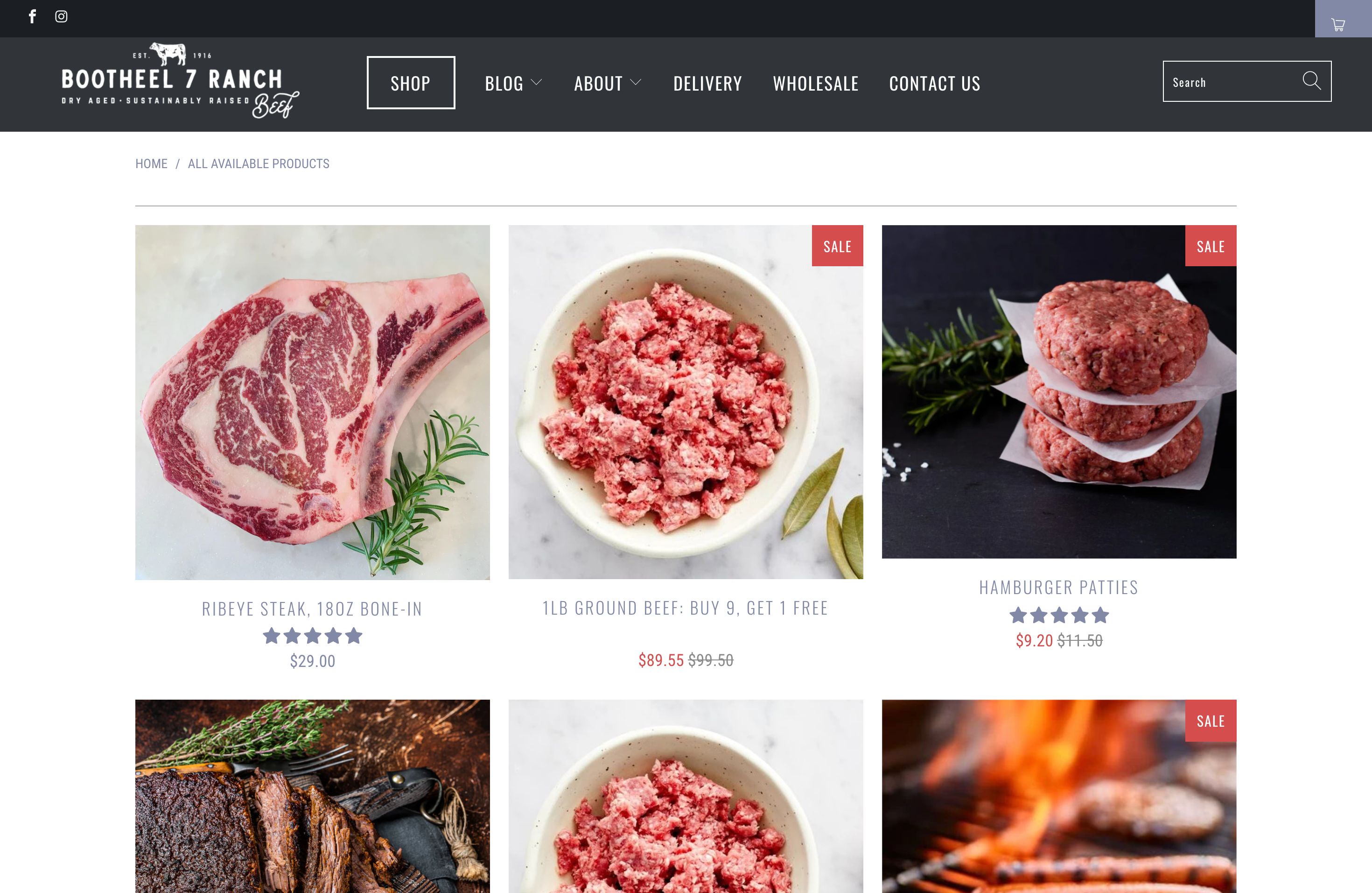 Custom Single-Page Shopping Experience for Bootheel 7 Ranch