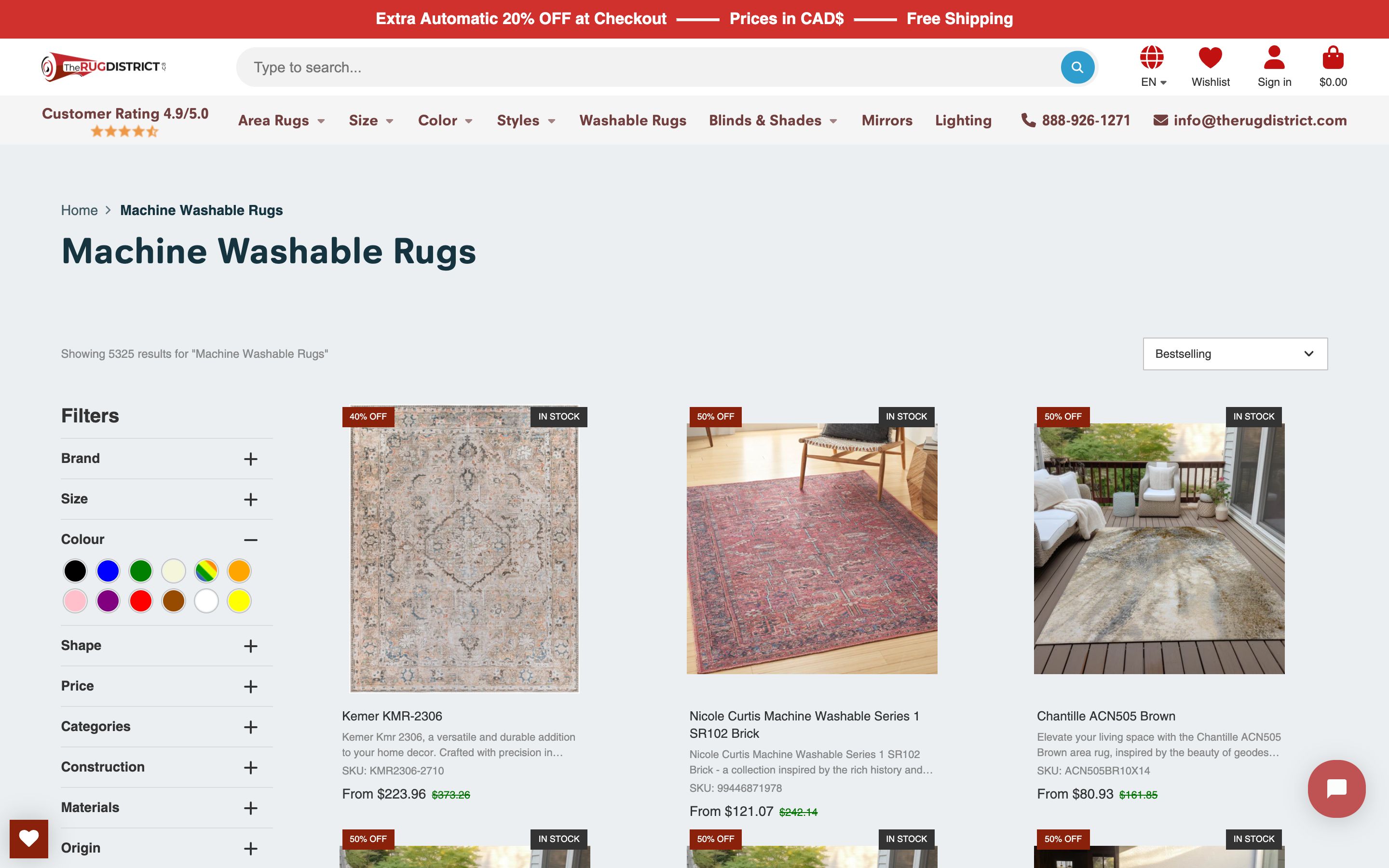 The Rug District Canada - SEO, Theme and Website Development screenshot 3