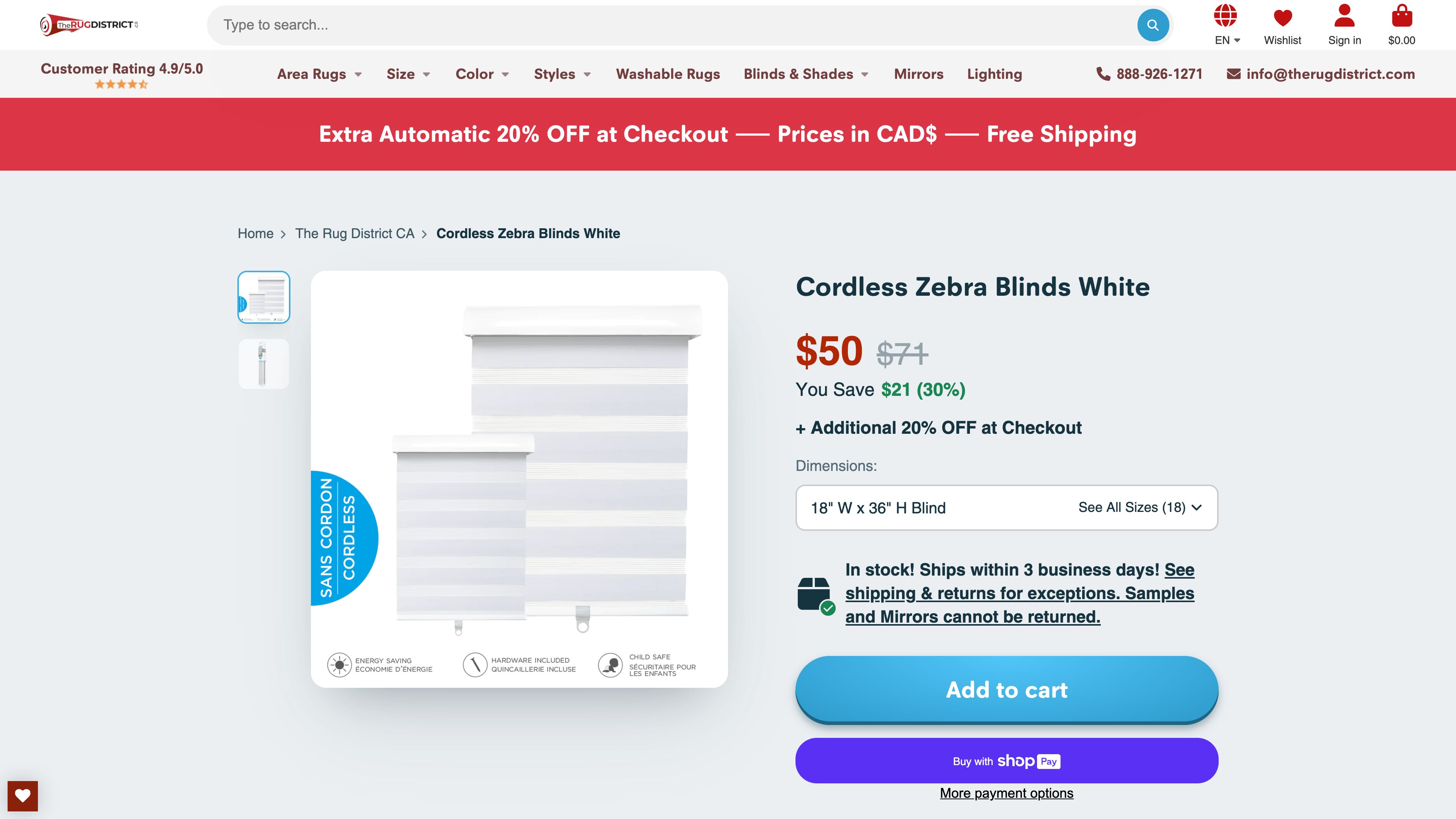 The Rug District Canada - SEO, Theme and Website Development screenshot 2