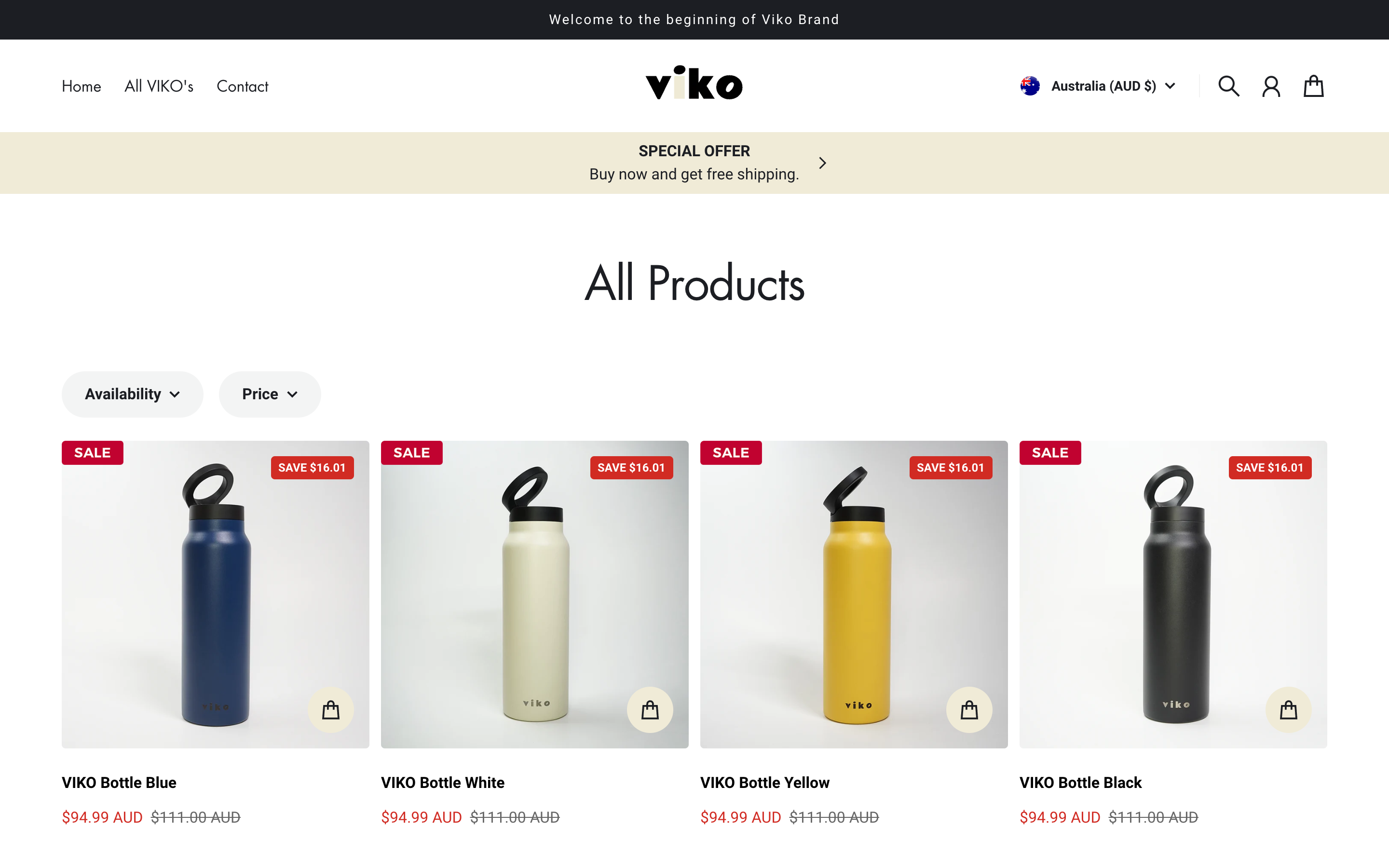 Shopify Store Development for Viko Bottle Australia
