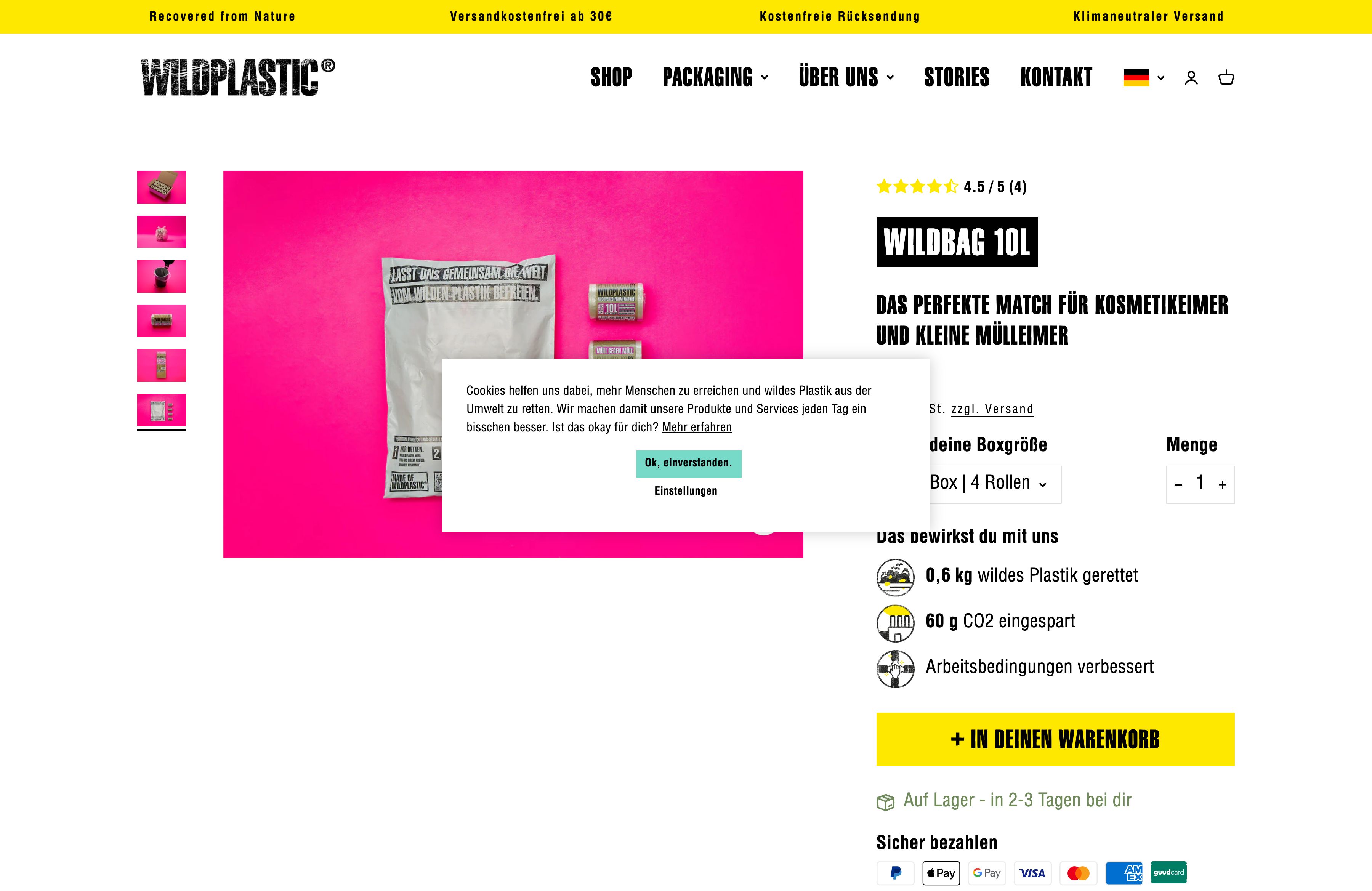 Shopify Konzeption wildplastic screenshot 4