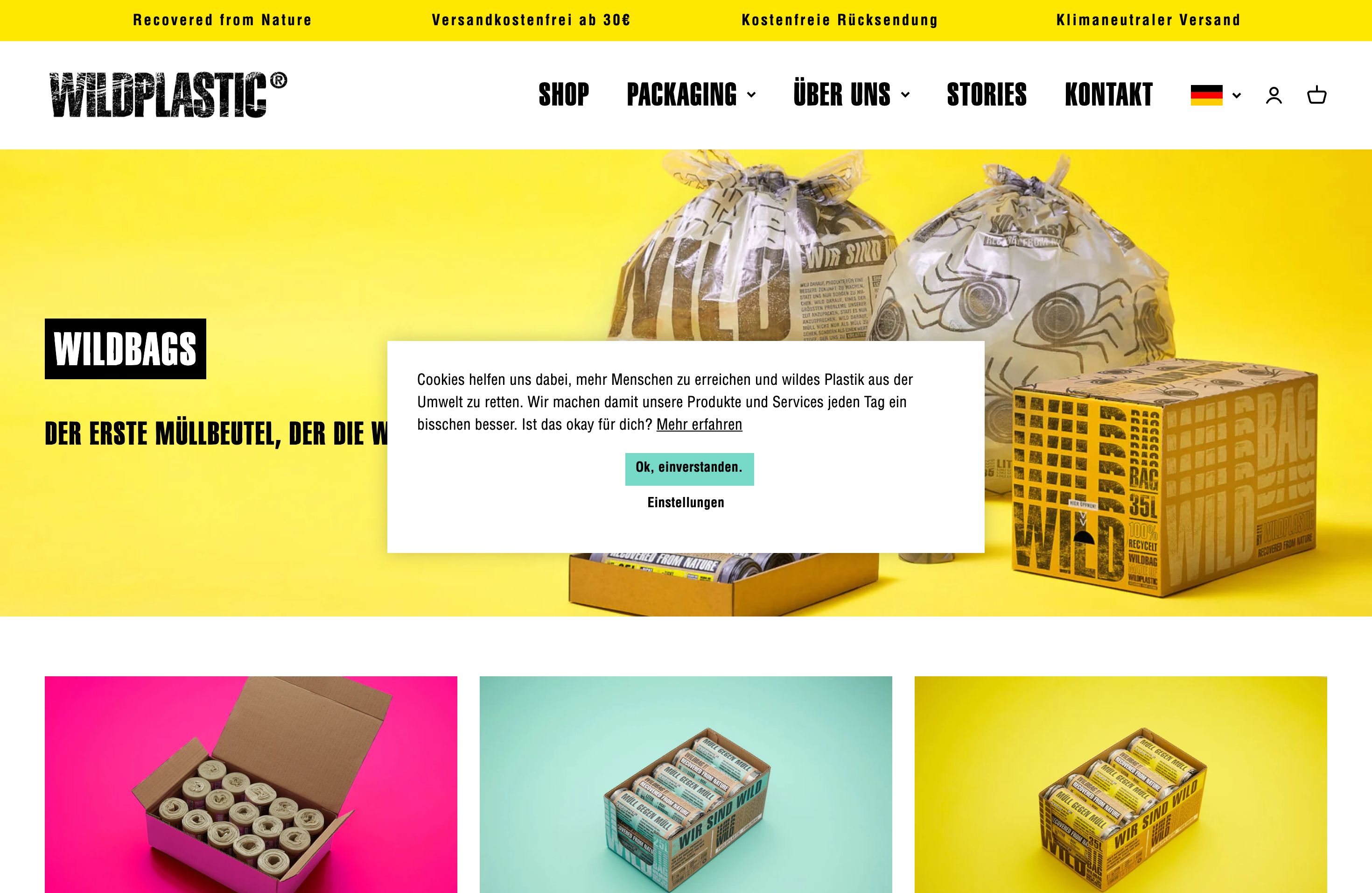 Shopify Konzeption wildplastic screenshot 2