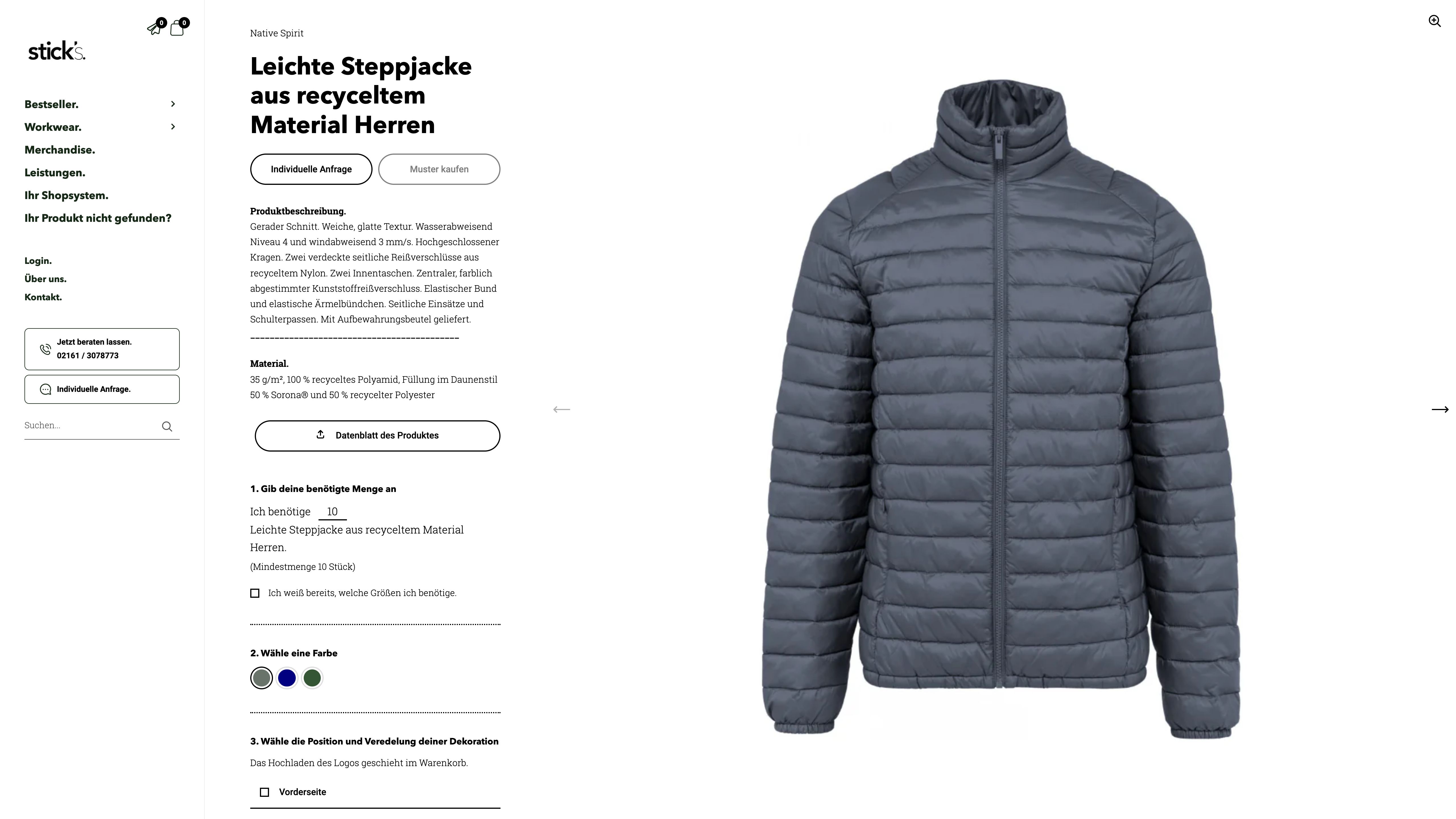 Shopify Shop für Stick's & indiv. Anfragetool screenshot 5