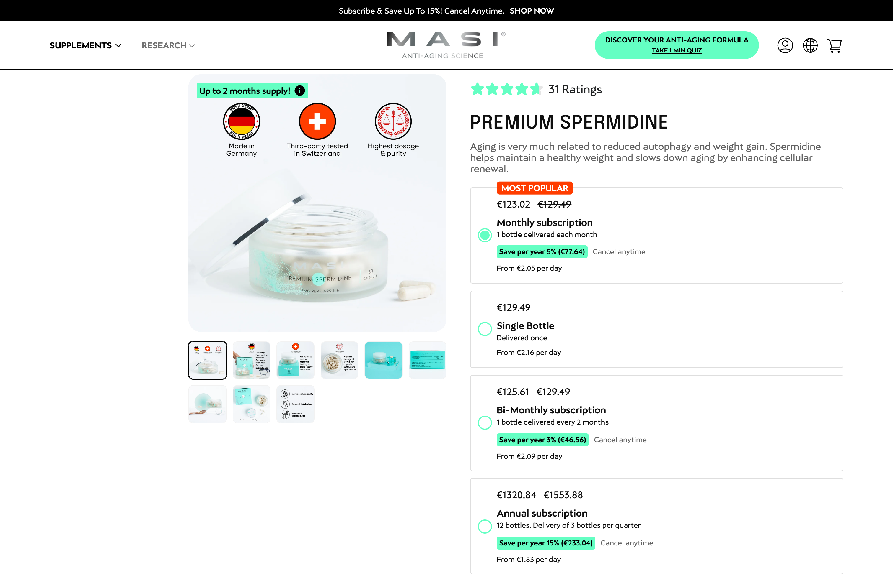Custom Shopify Development for MASI ANTI-AGING SCIENCE: Theme, Automations & Quizzes