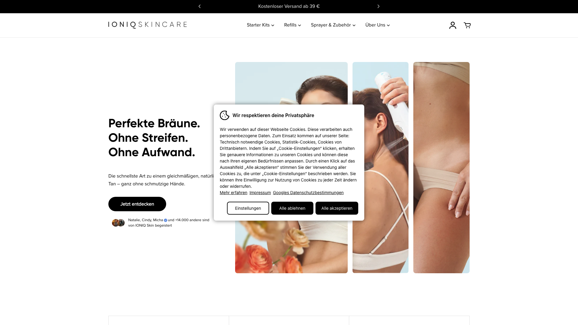 IONIQ Skincare: Premium Beauty E-Commerce mit Shopify Plus screenshot