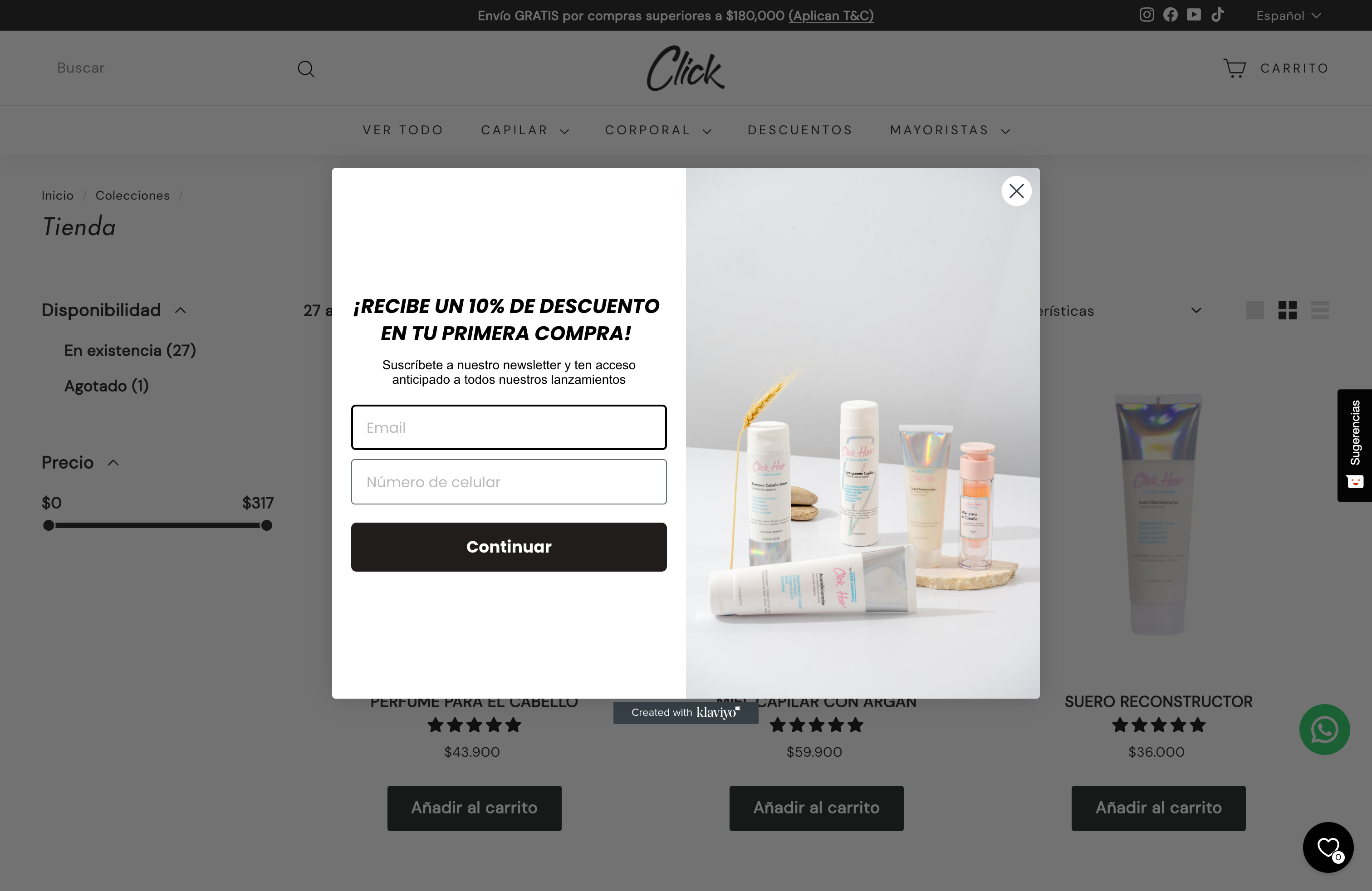 Desarrollo de tienda de cosméticos screenshot