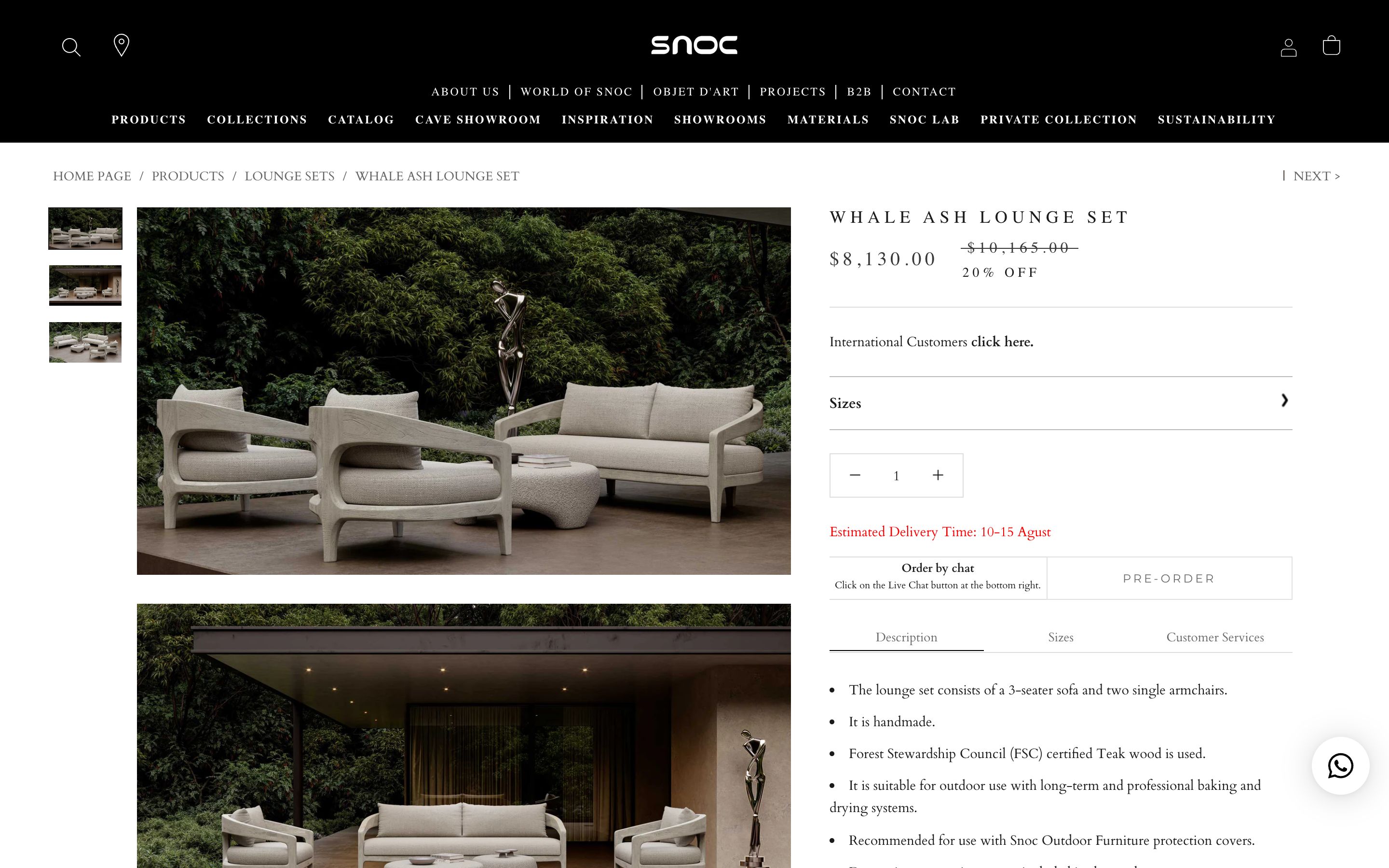 E-commerce Development and Consultancy for Snoc's Outdoor Luxury Furniture