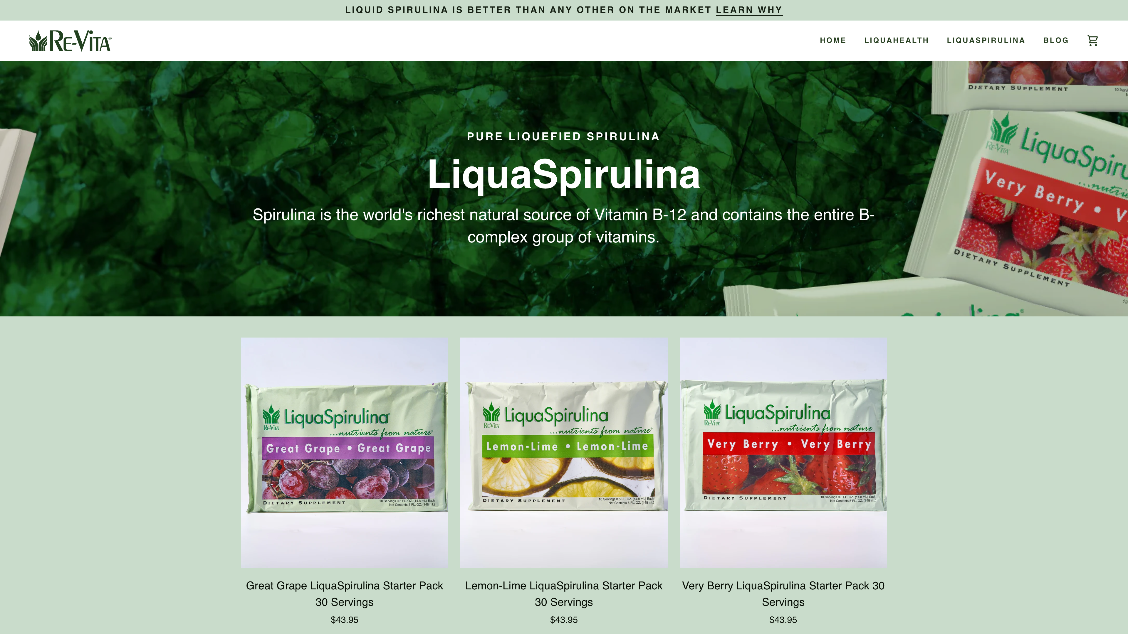 Ecommerce of food supplements screenshot