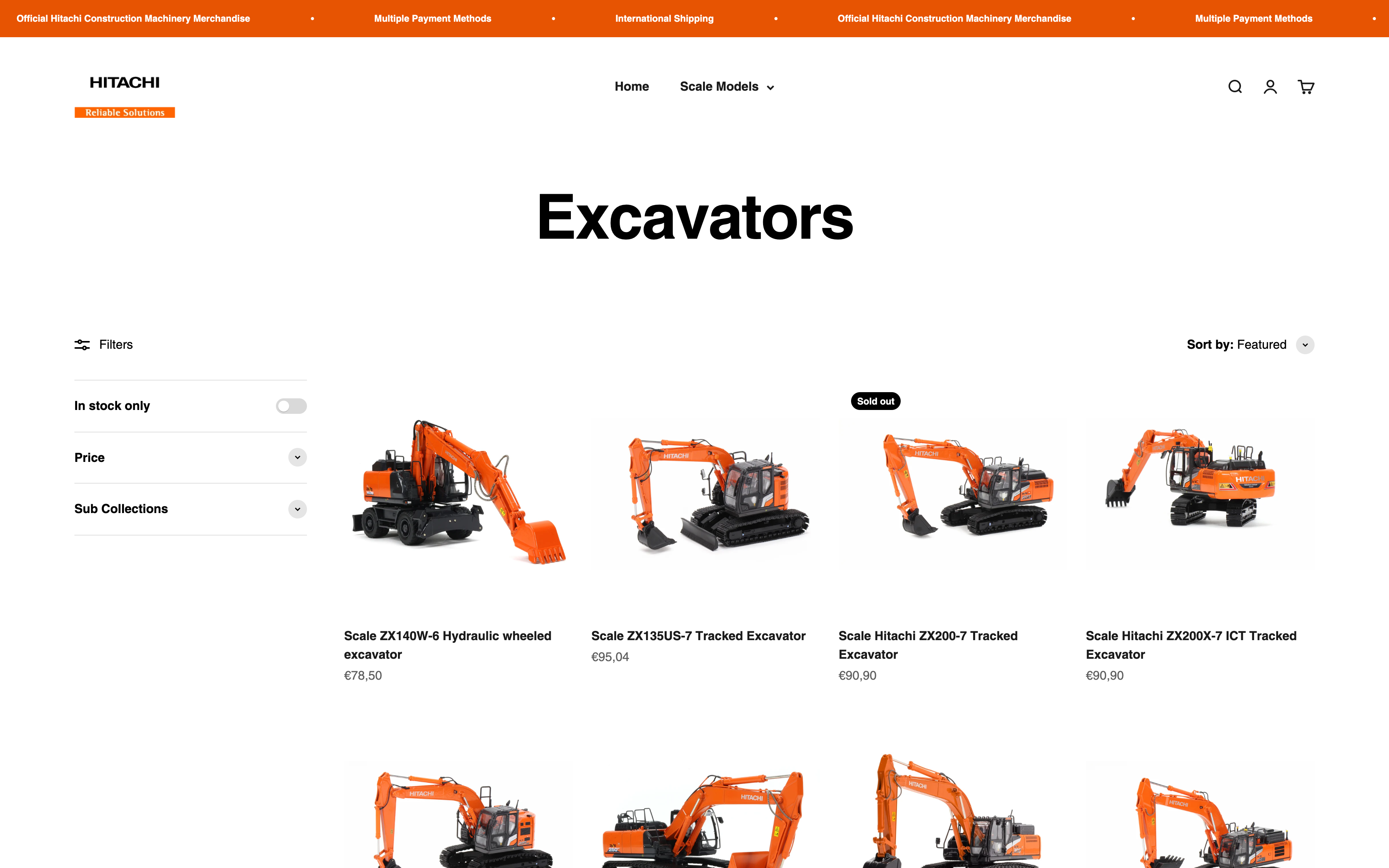 De Hitachi Merchandise Webshop screenshot