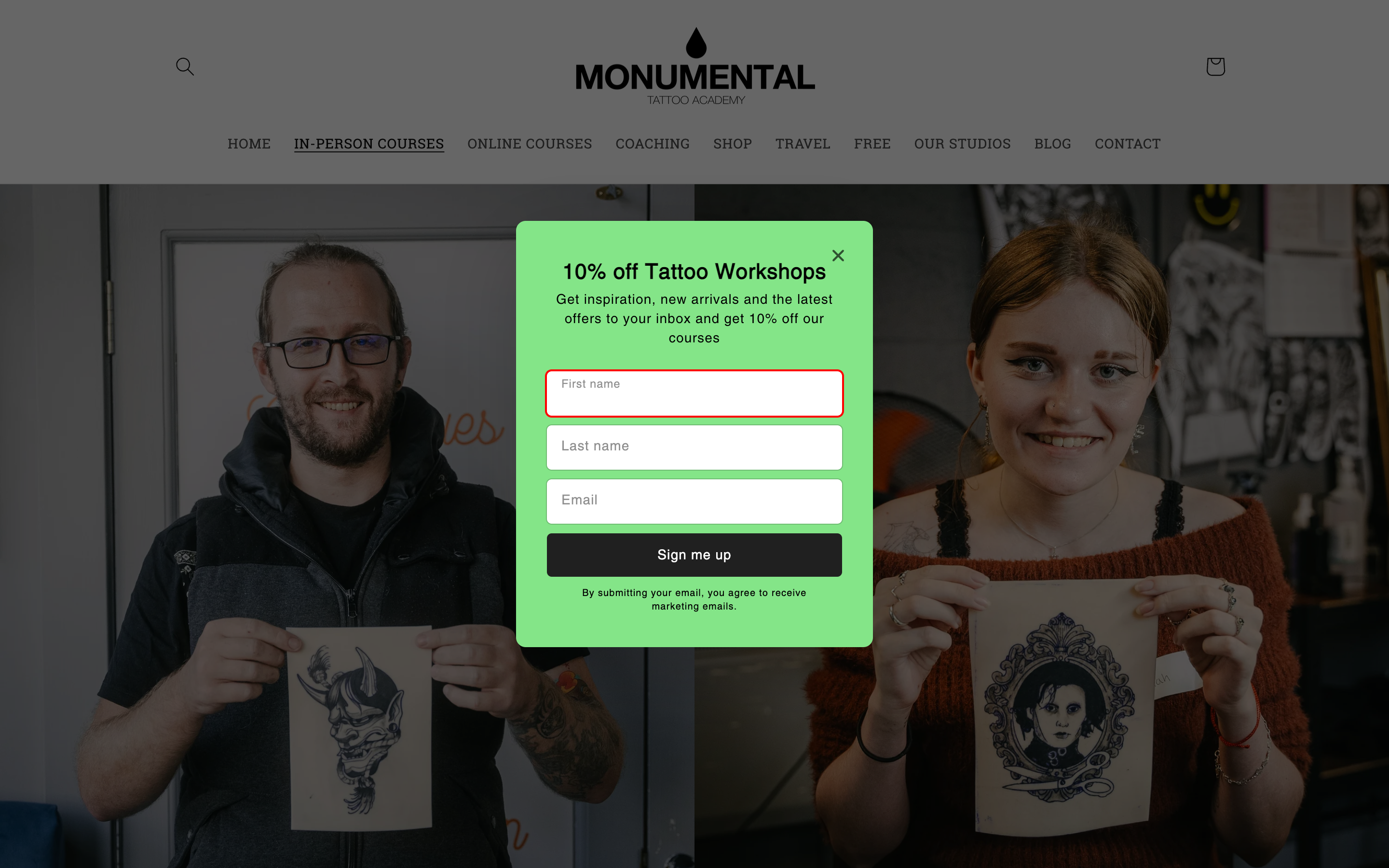 Tattoo Website screenshot