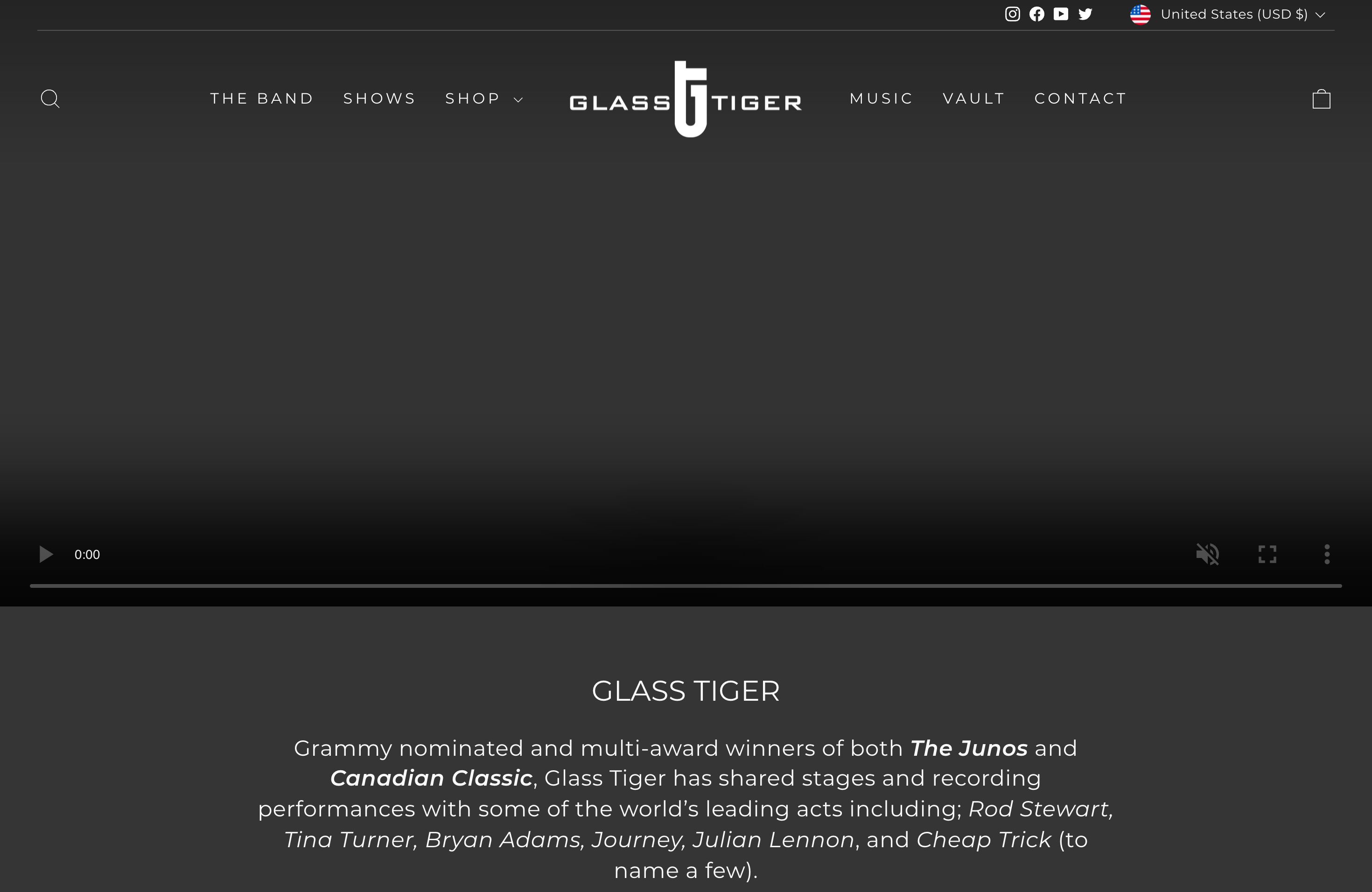 Legendary Canadian Rock Icon's GLASS TIGER - Website Design screenshot 6