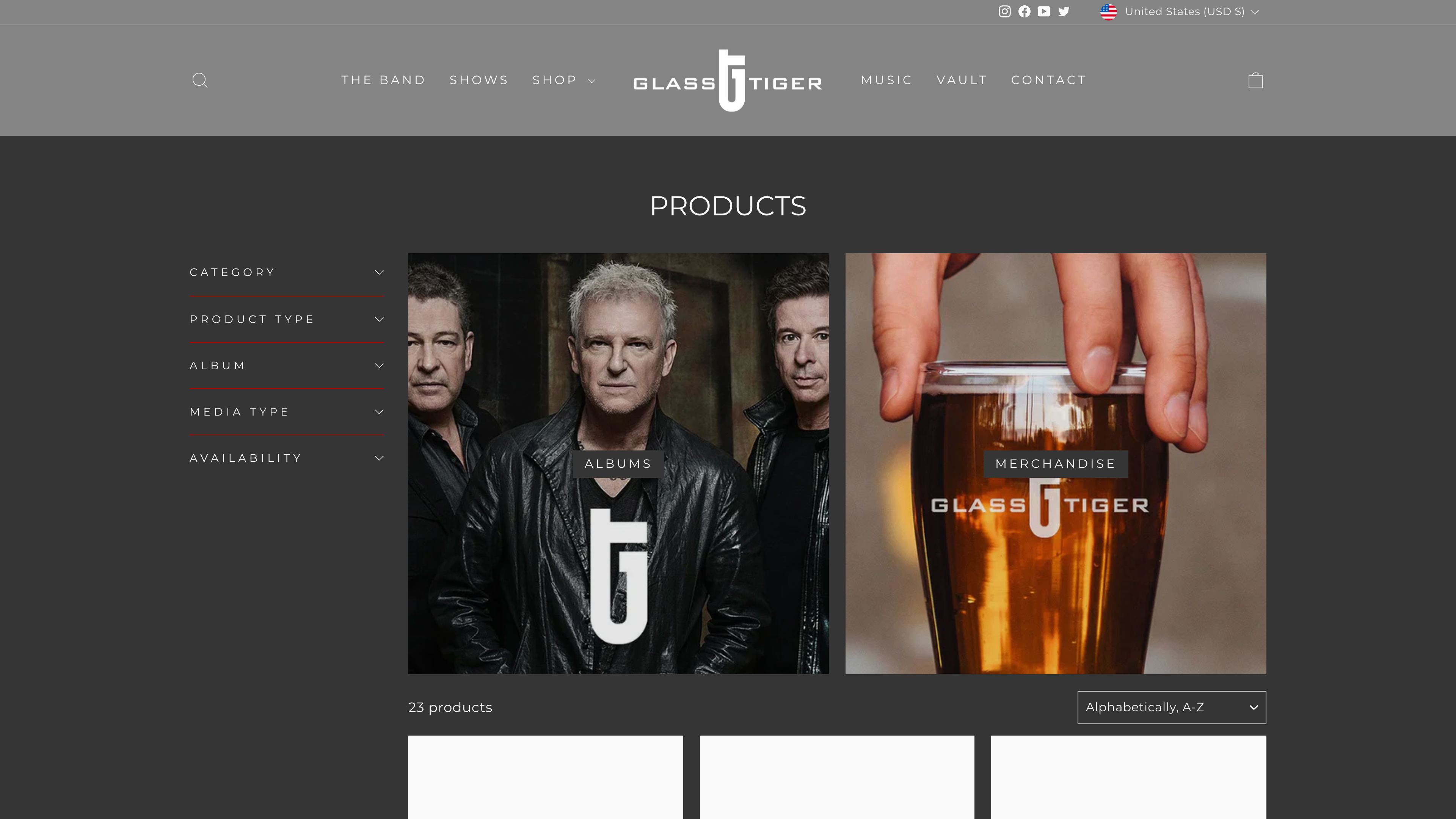 Legendary Canadian Rock Icon's GLASS TIGER - Website Design screenshot