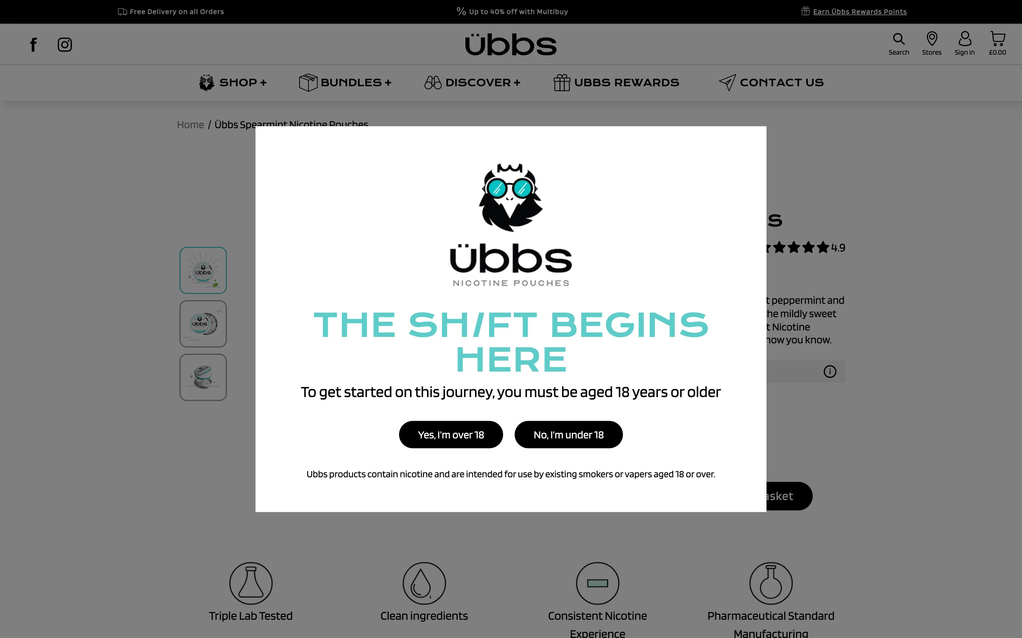 "Ubbs: Unique Nicotine Pouch Excels with Custom Shopify Website" screenshot 2