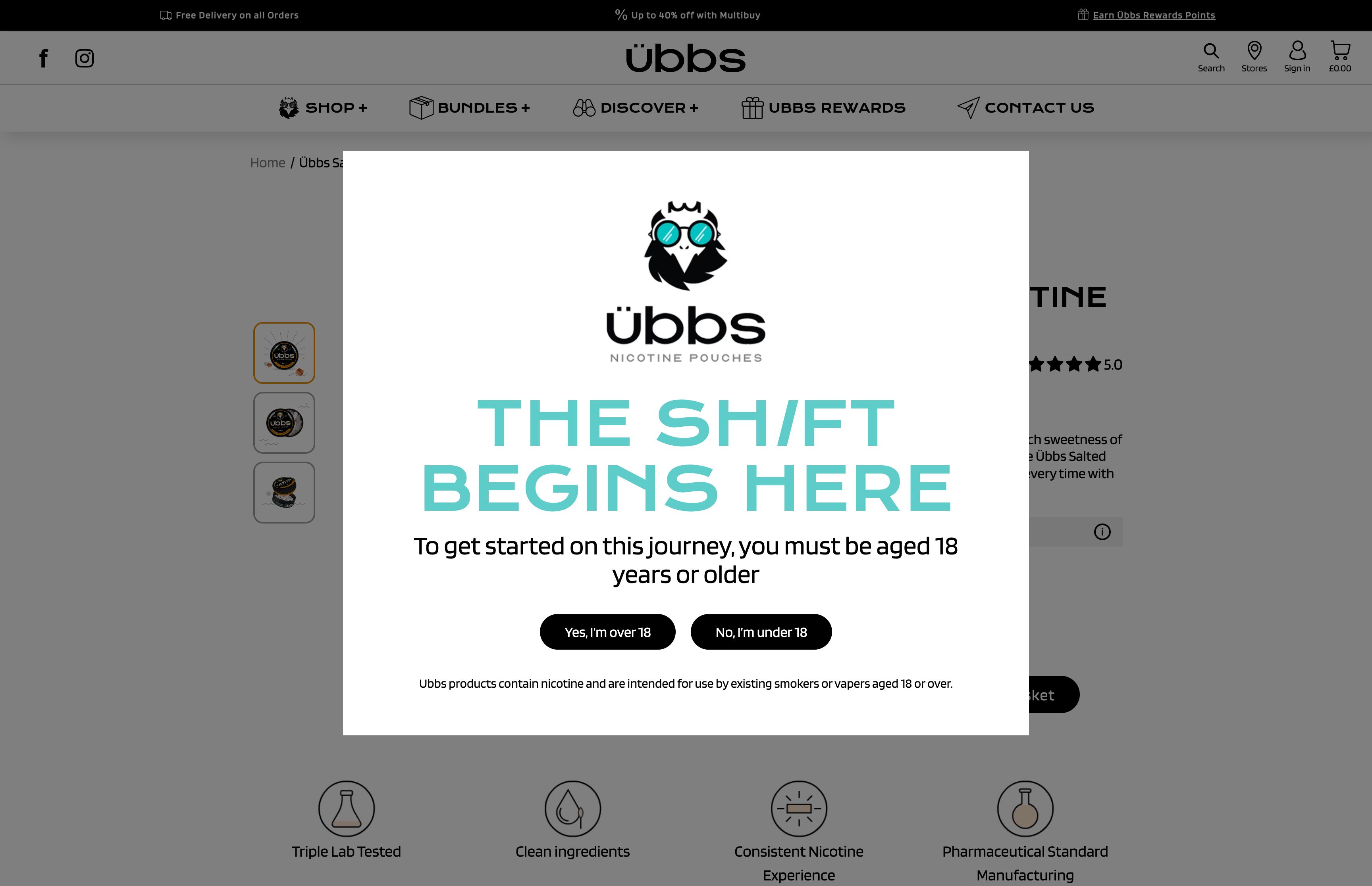 "Ubbs: Unique Nicotine Pouch Excels with Custom Shopify Website" screenshot 3