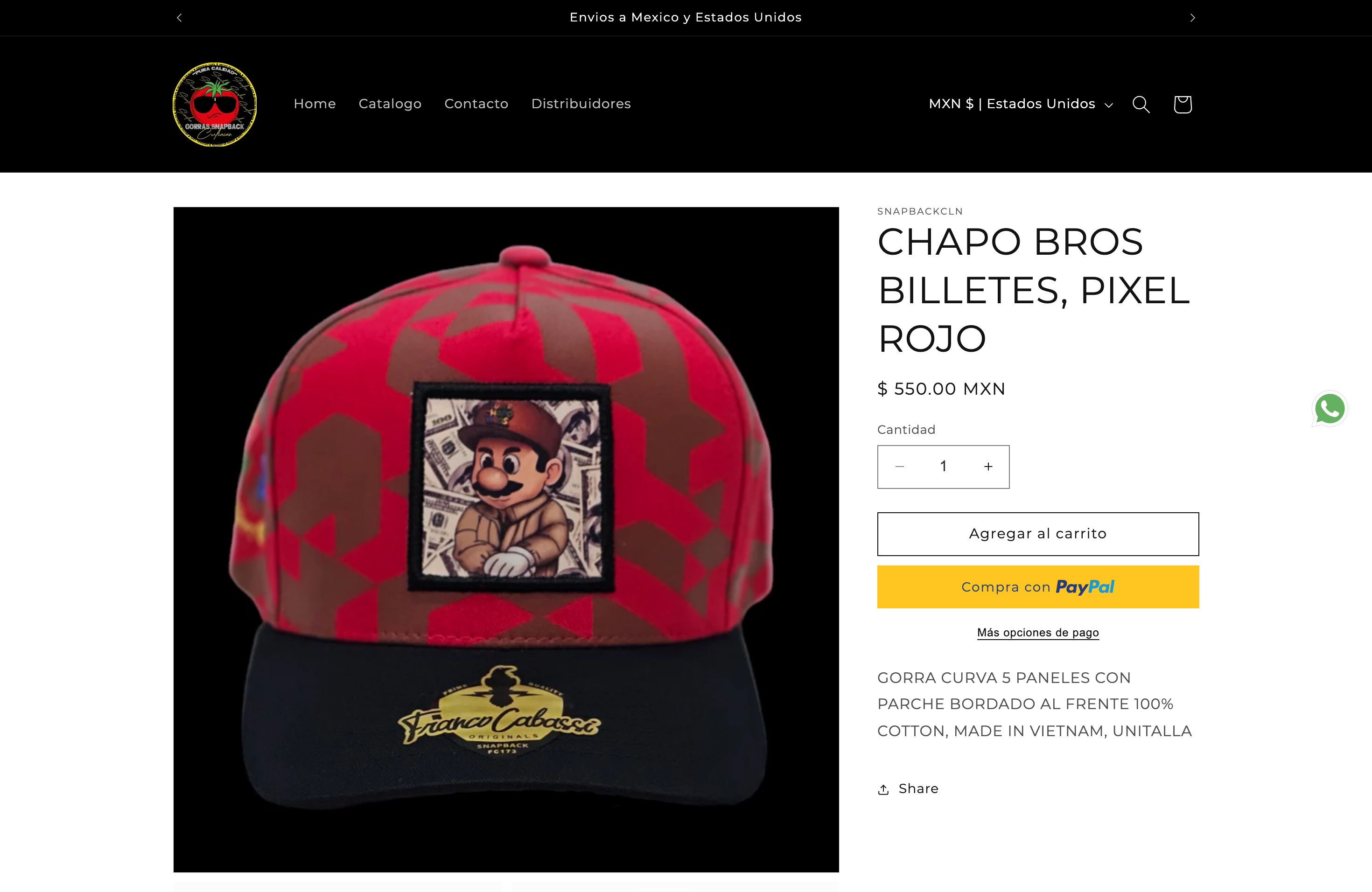 Snapback tienda de gorras screenshot 2